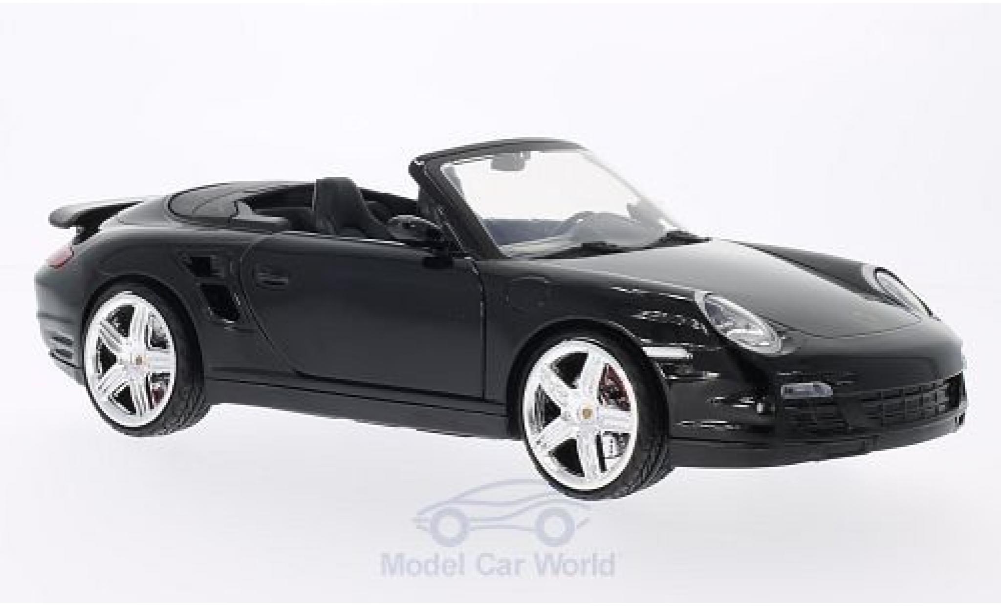 Porsche 997 Turbo 1/18 Motormax 911 () Turbo Cabriolet zwart ohne Vitrine modelauto