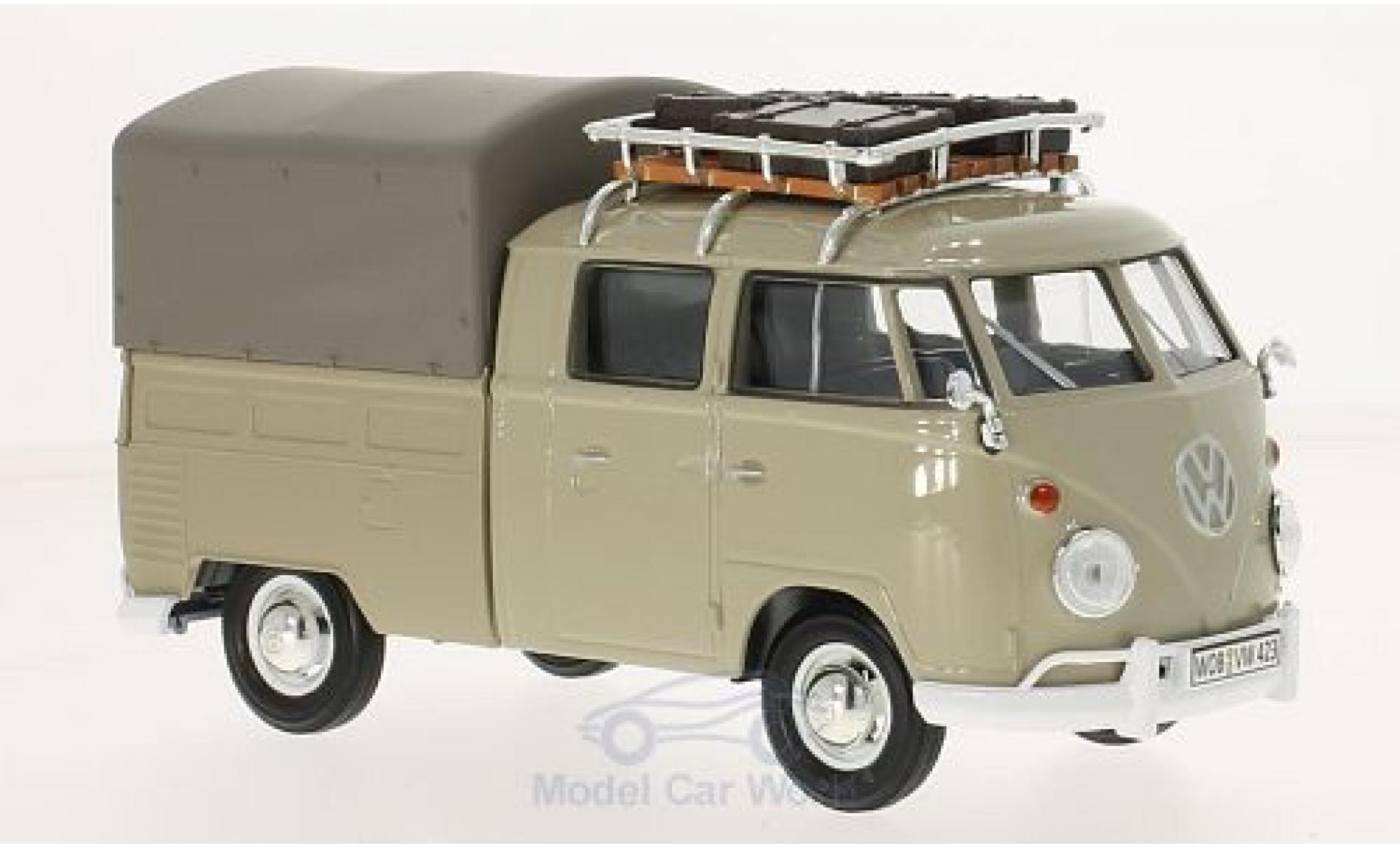 Volkswagen T1 B 1/24 Motormax beige Pick Up mit Dachgep&auml;cktr&auml;ger und Plane modelauto