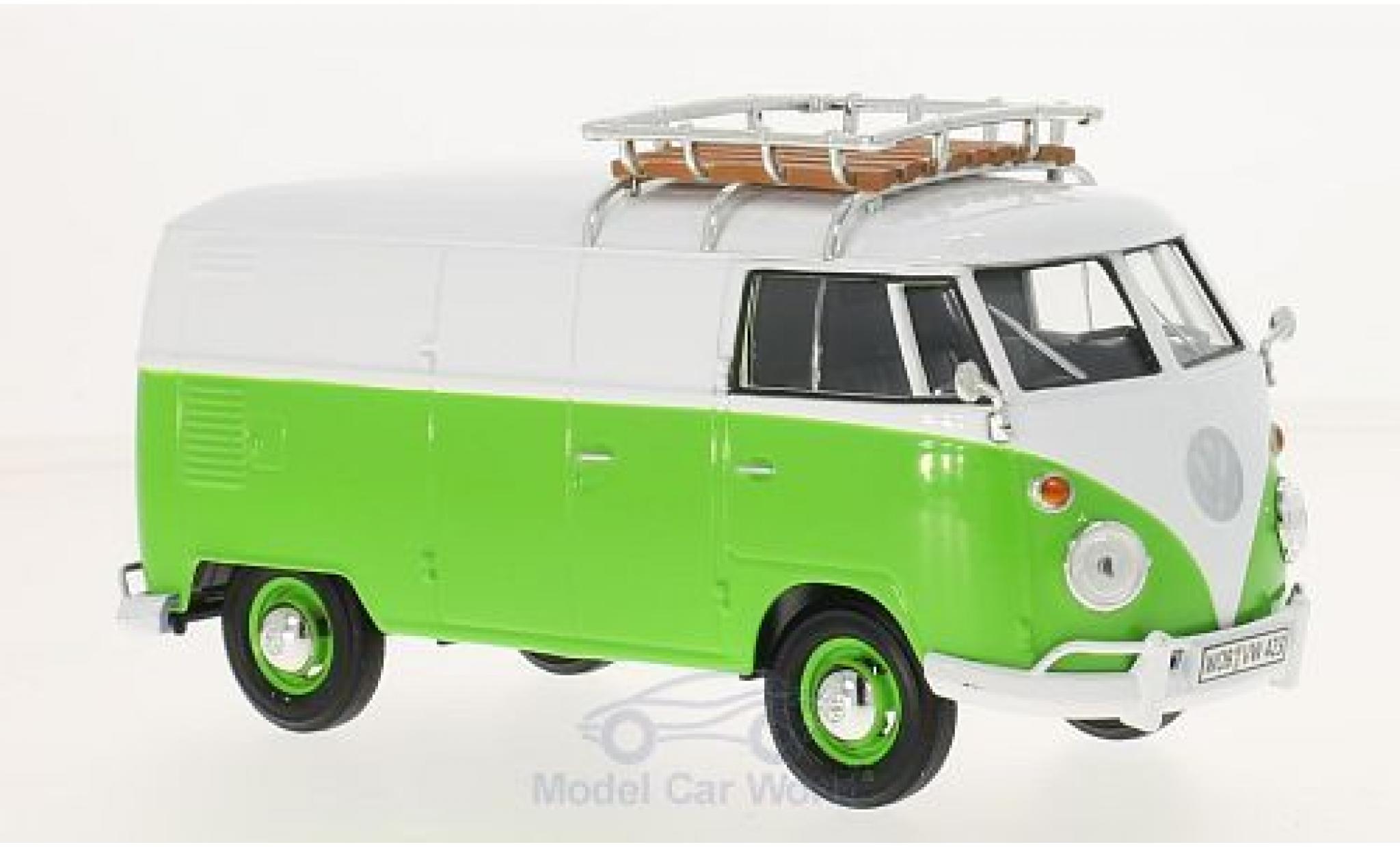 Volkswagen T1 A 1/24 Motormax groen/wit Bestelwagen mit Dachgep&auml;cktr&auml;ger modelauto