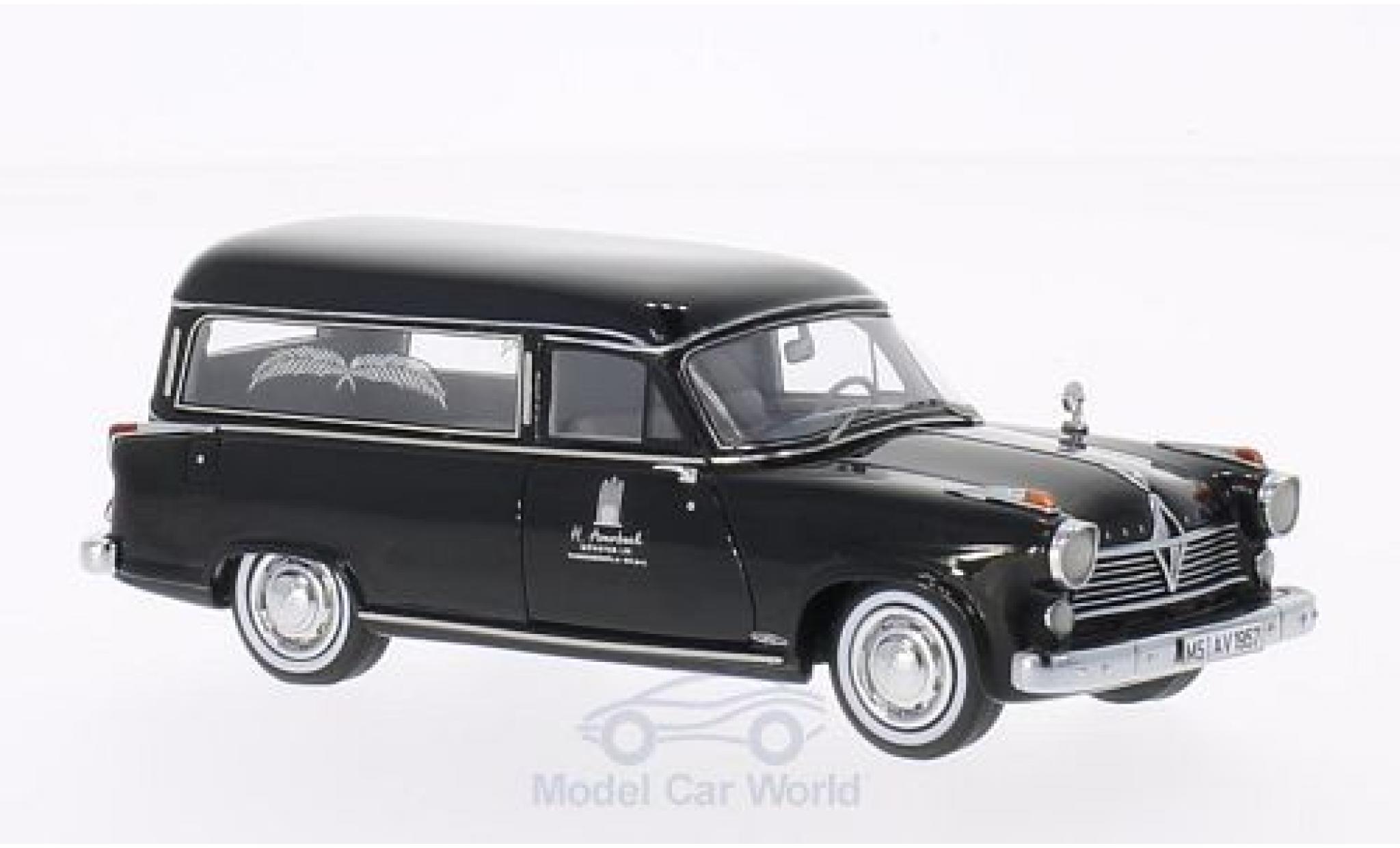 Borgward Hansa 2400 1/43 Neo Rappold zwart 1957 Bestattungswagen modelauto