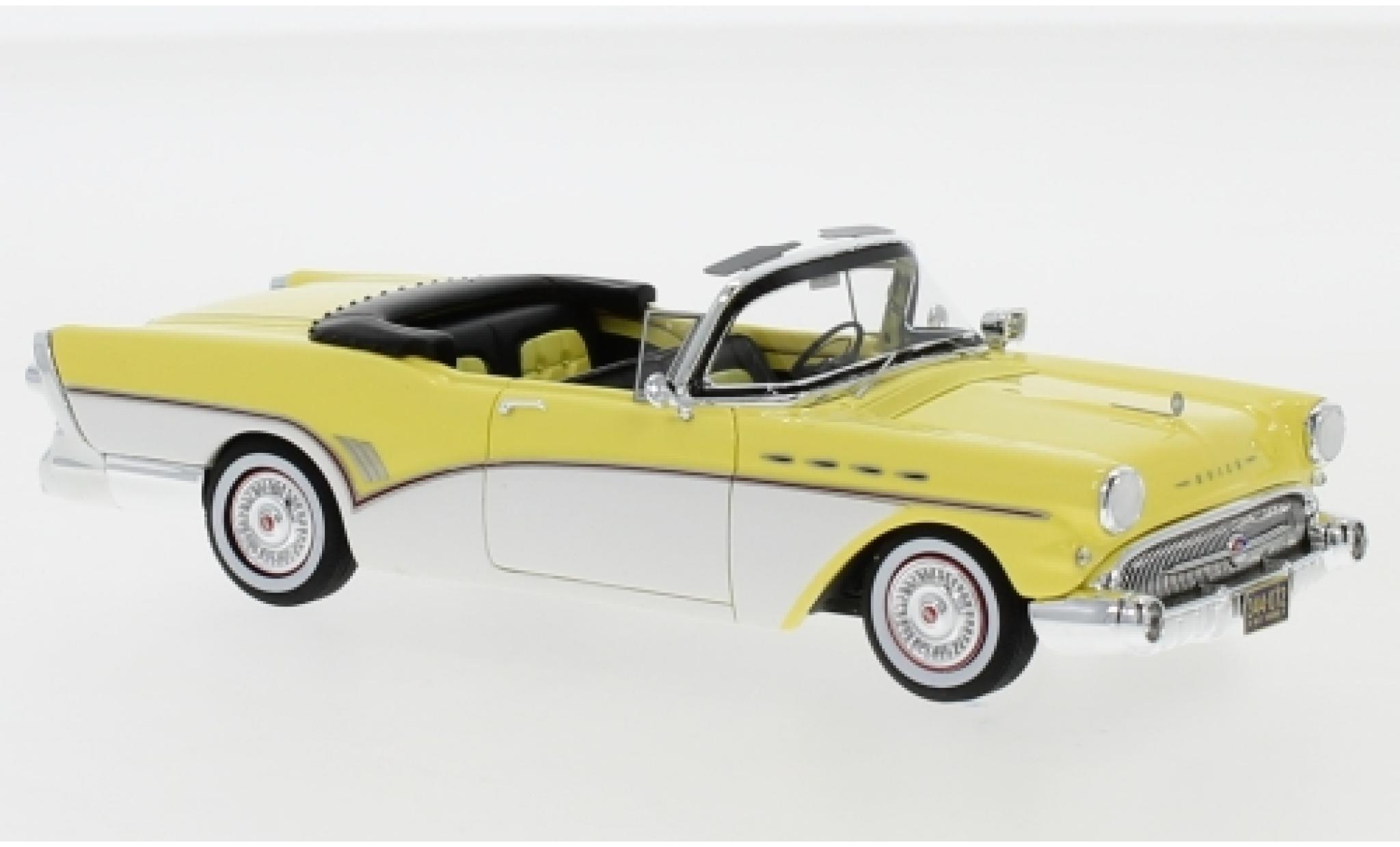 Buick Roadmaster 1/43 Neo Cabriolet geel/wit 1957 modelauto