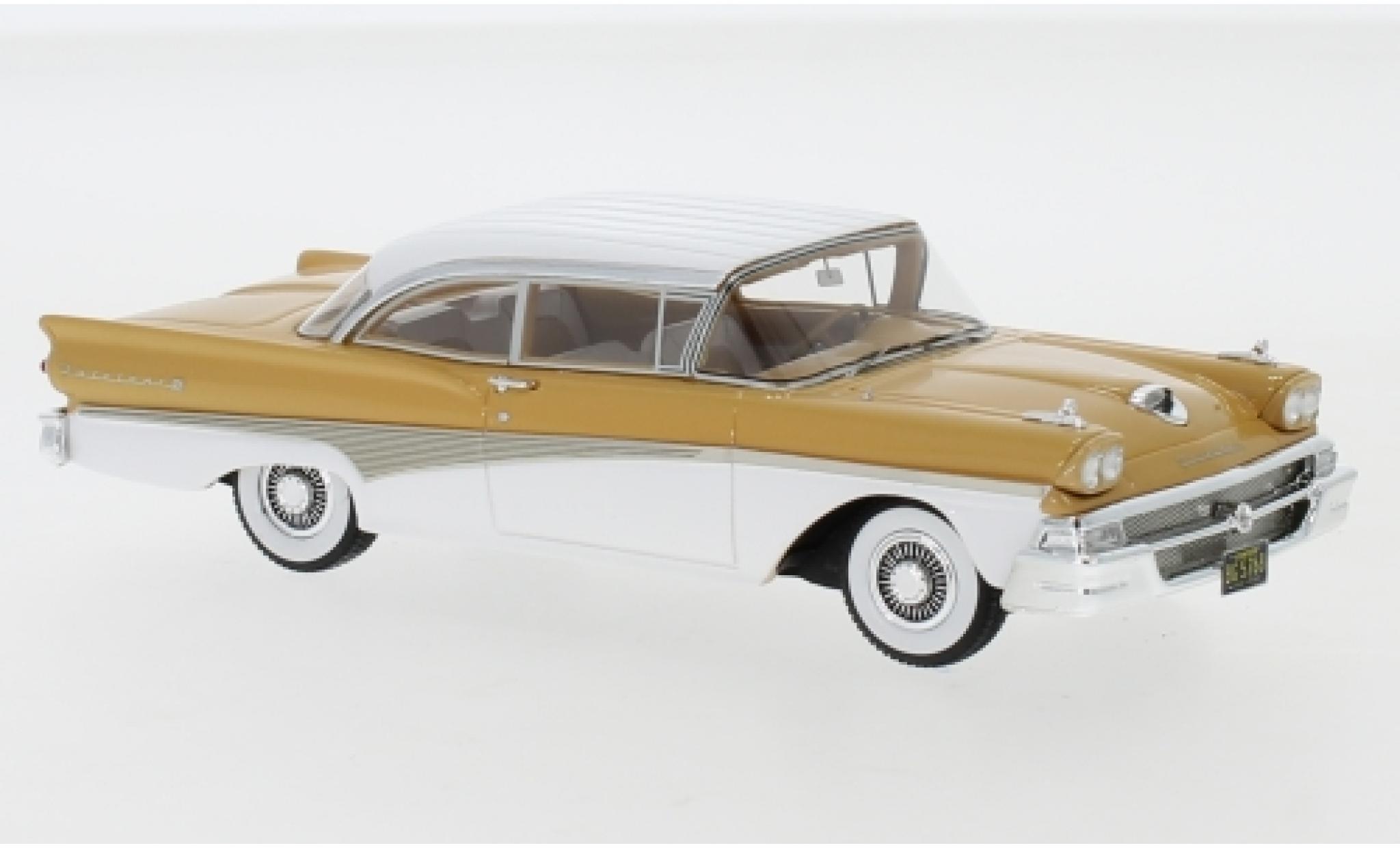 Ford Fairlane 1/43 Neo 500 Hardtop bruin/wit 1958 modelauto