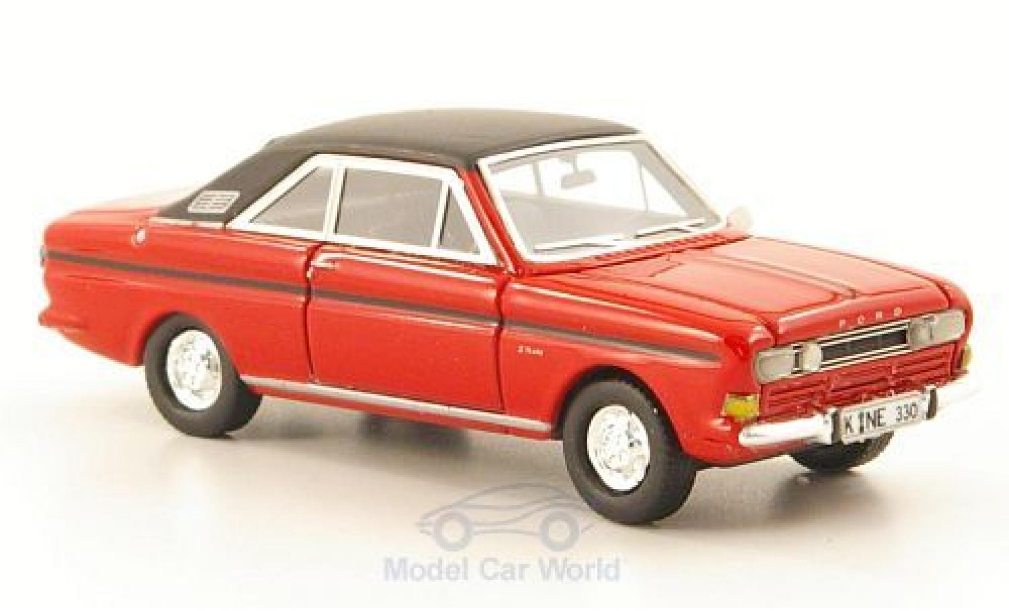 Ford Taunus 1968 1/87 Neo P6 15M RS Coupe rood/matt-zwart 1968 modelauto