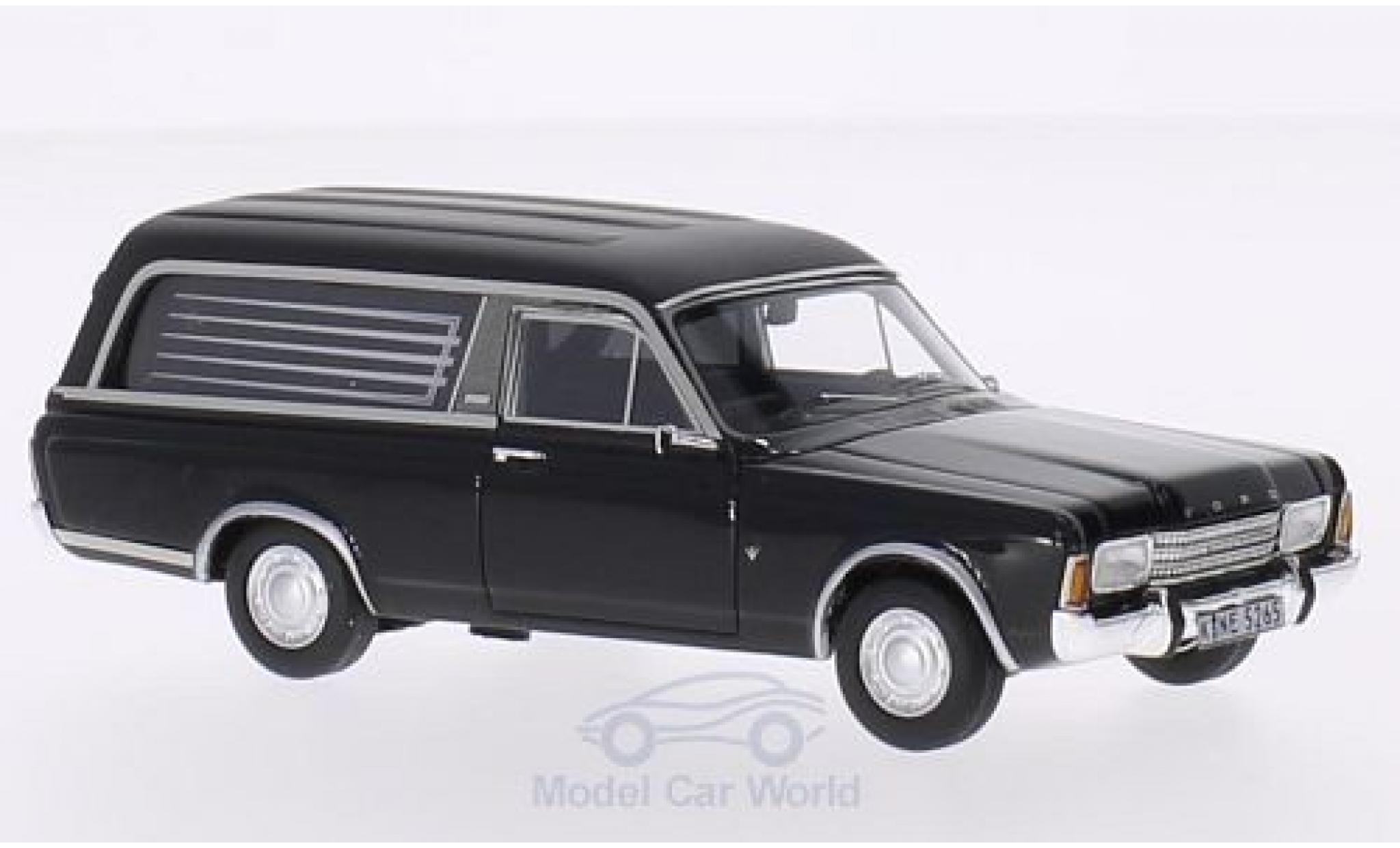 Ford Taunus 1969 1/43 Neo P7 Pollmann zwart 1969 Bestattungsfahrzeug modelauto