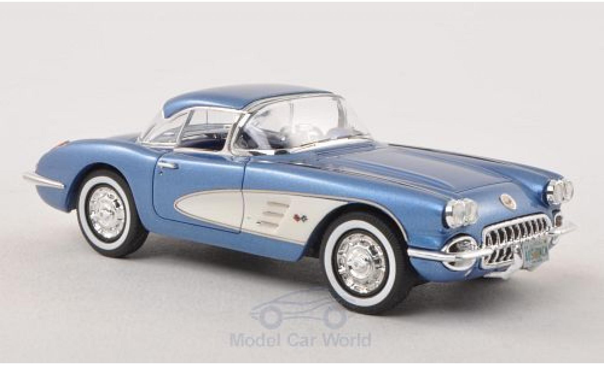 Chevrolet Corvette C1 1/43 Neo (C1) Hardtop metallic blauw/wit 1959 modelauto