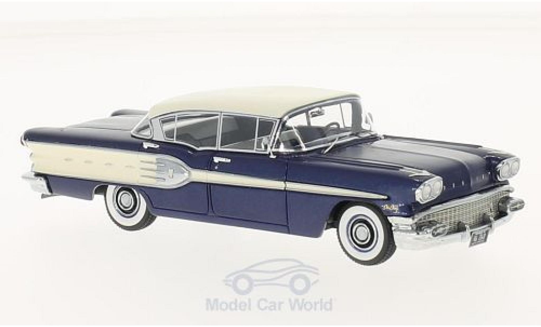 Pontiac Star Chief 1/43 Neo 4-Door Sedan metallic blauw/wit 1958 modelauto