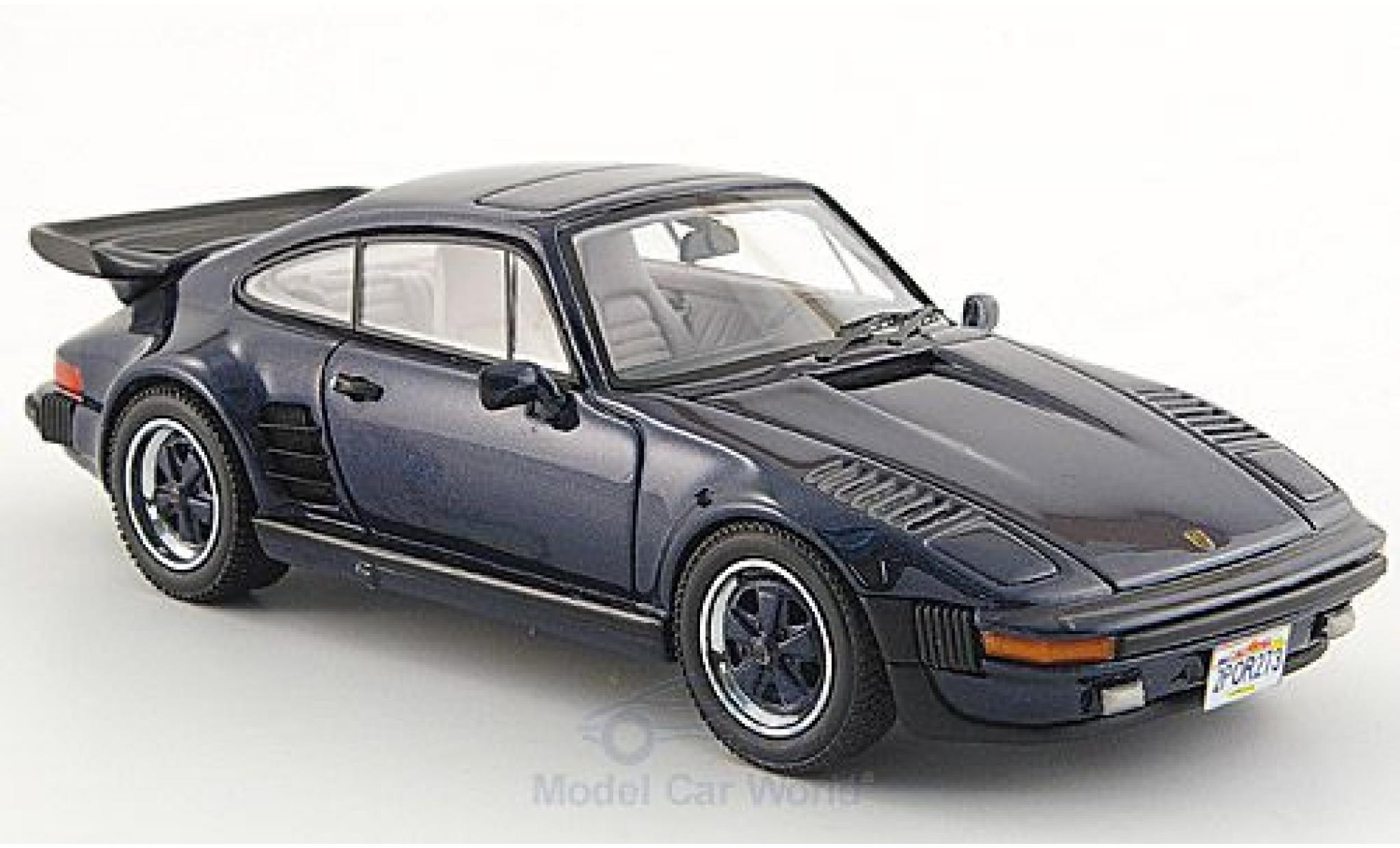 Porsche 930 Turbo 1/43 Neo Turbo SE Flatnose metallic blauw 1987 modelauto