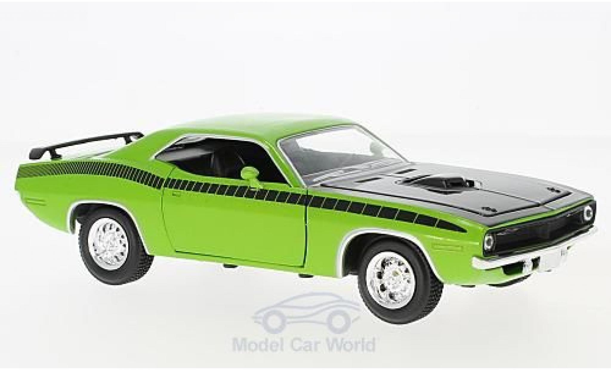 Plymouth Cuda 1/18 New Ray groen/zwart 1970 modelauto