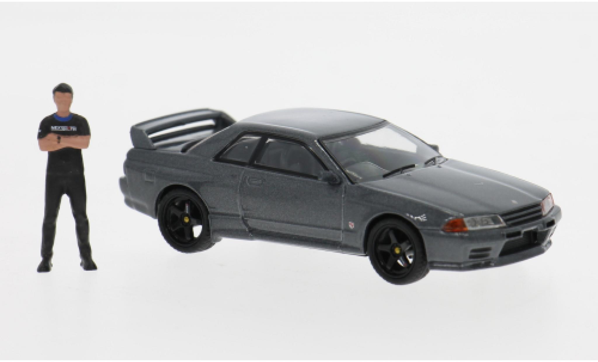 Nissan Skyline 1/64 Mini GT GT-R (R32) grijs 1992 1:64 modelauto