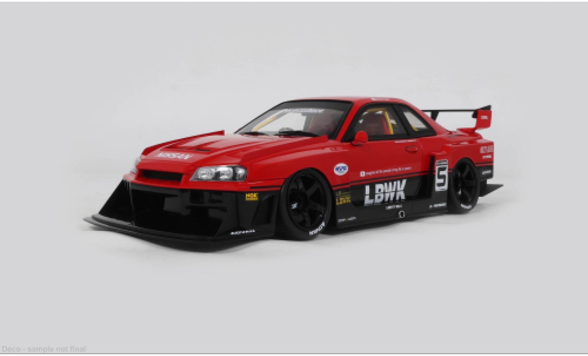 Nissan Skyline 1/18 GT Spirit R34 GT-R rood/zwart 2020 1:18 modelauto