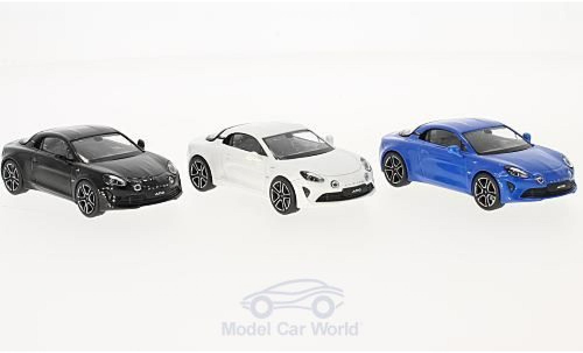 Alpine A110 1/43 Norev Renault Premiere Edition 3er-Set metallic blauw/metallic wit 2017 modelauto