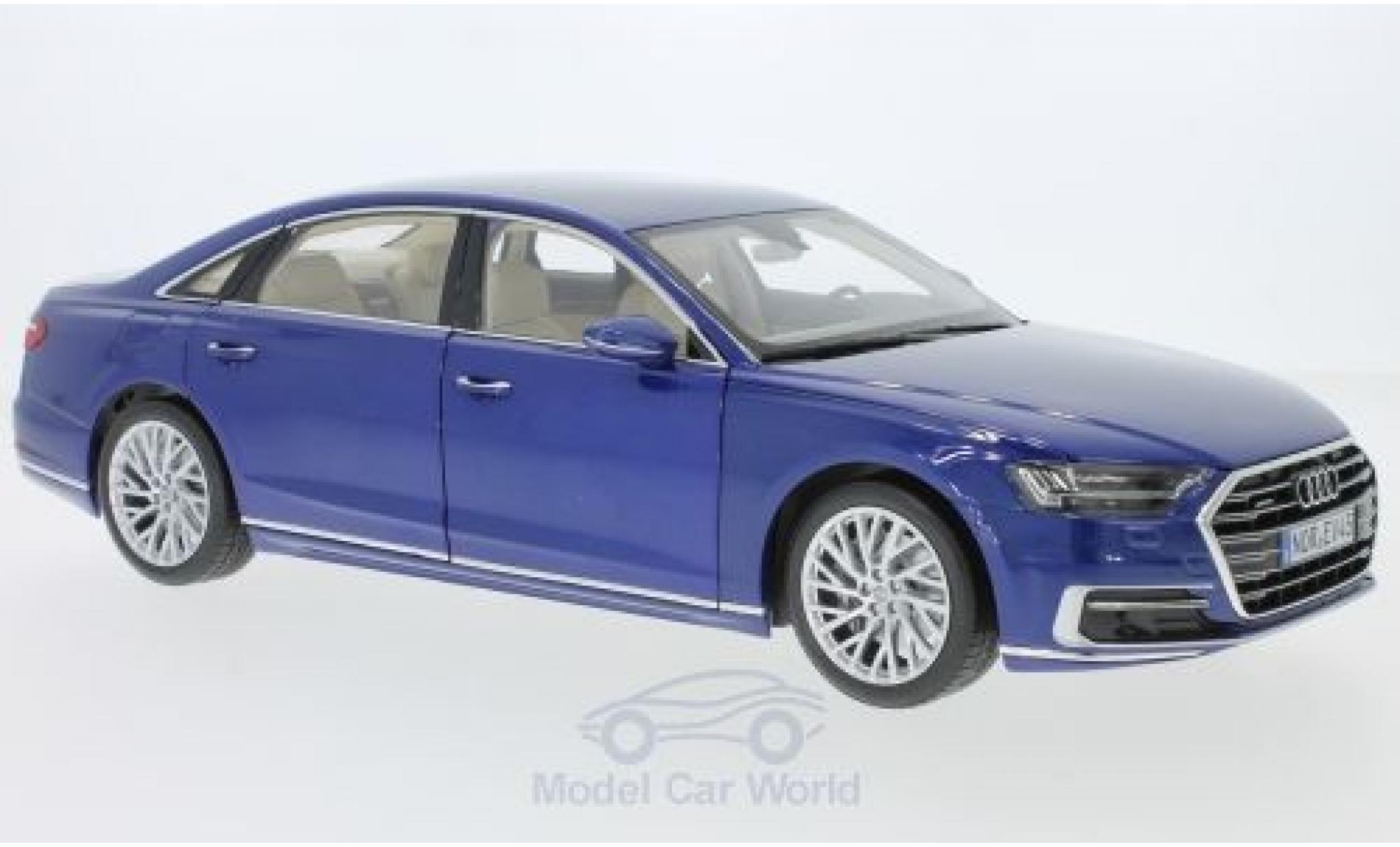 Audi A8 1/18 Norev L metallic blauw 2017 modelauto