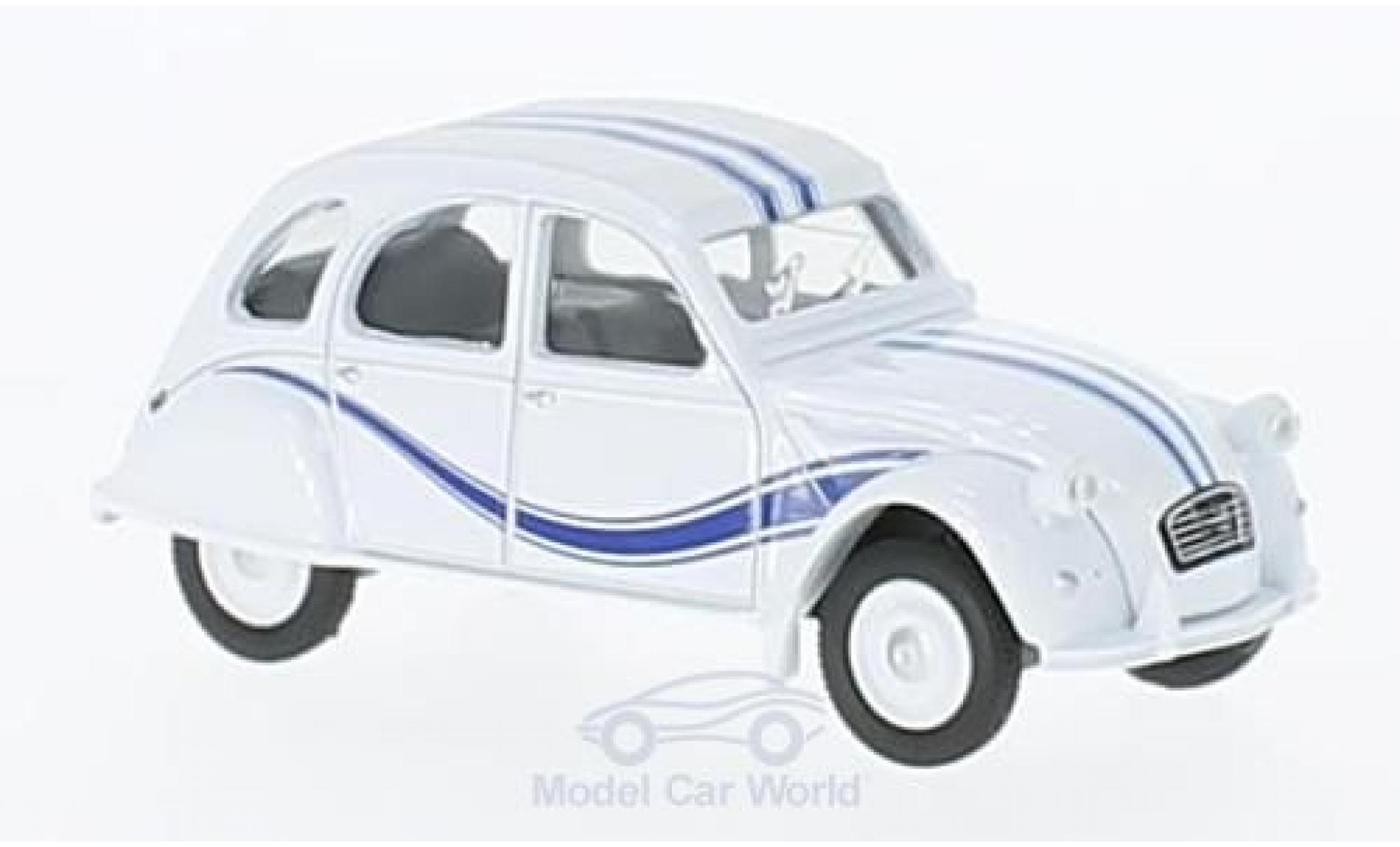 Citroen 2CV 1/64 Norev France 3 wit/blauw 1983 modelauto