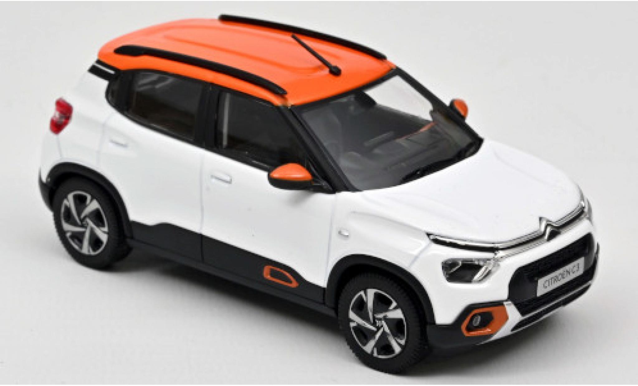 Citroen C3 1/43 Norev wit/metallic oranje 2021 Indian Market modelauto