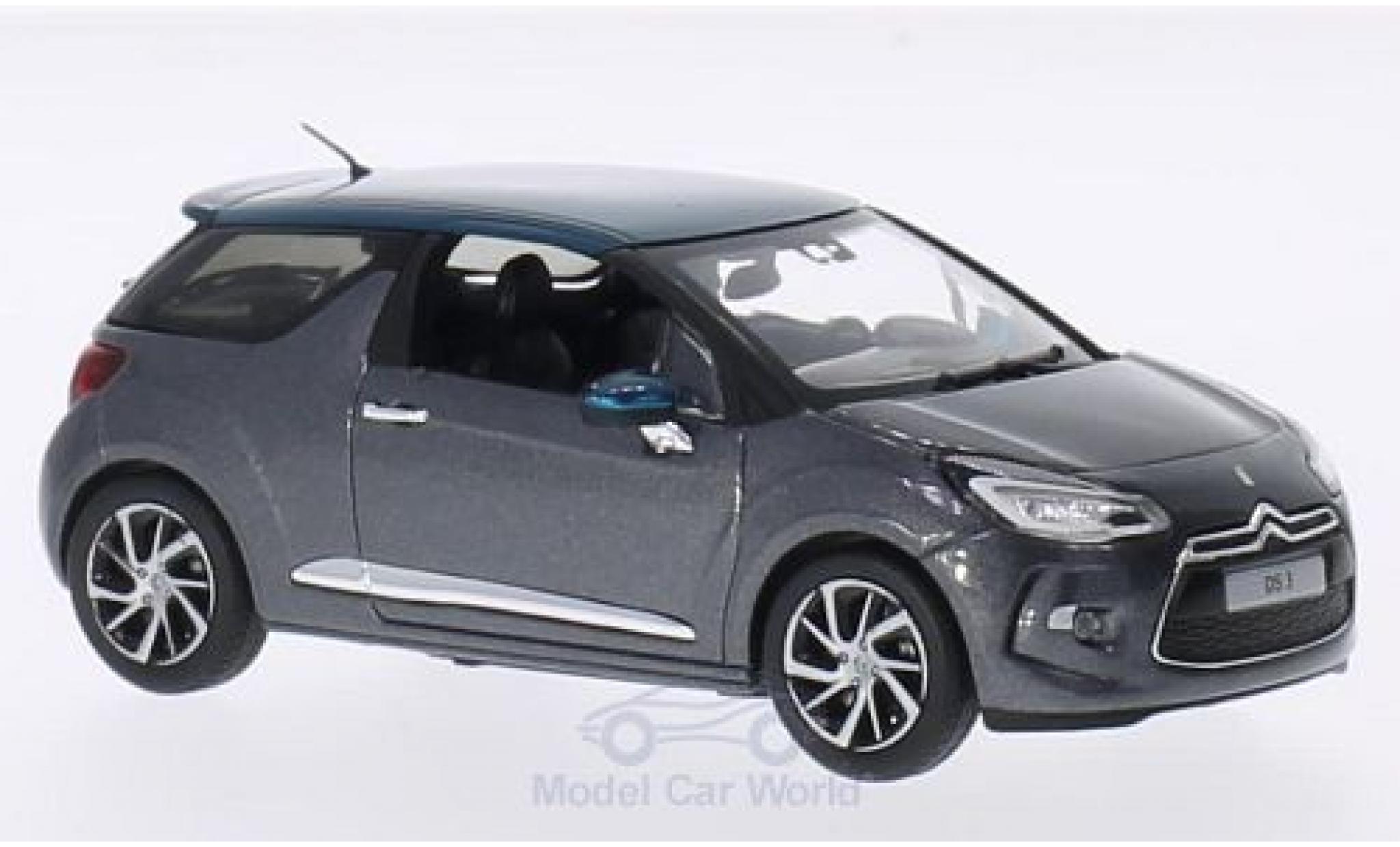 DS Automobiles DS3 1/43 Norev Citroen metallic grijs/metallic groen 2015 modelauto