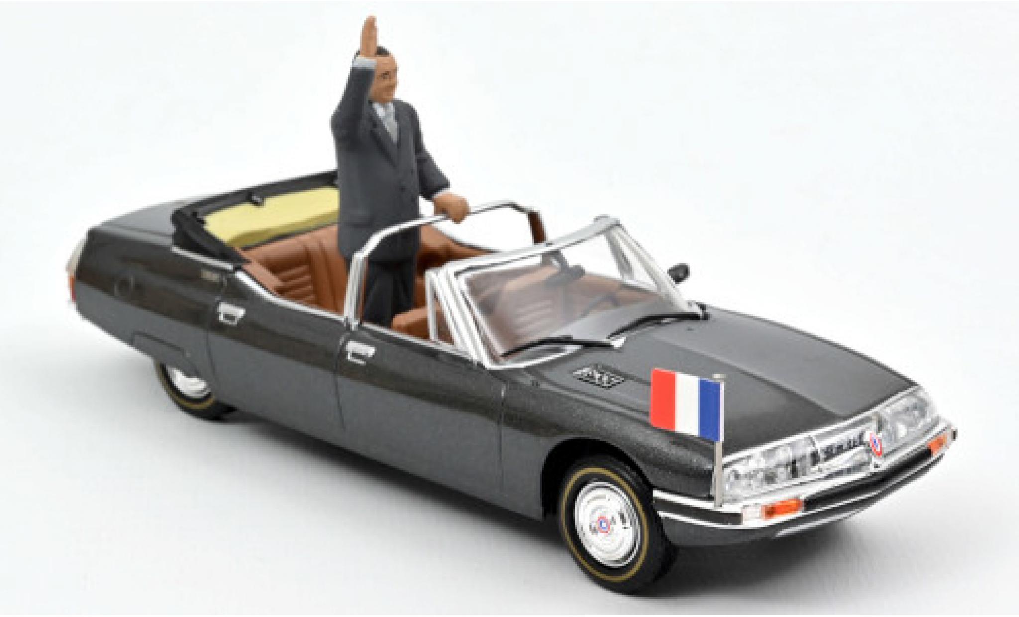 Citroen SM 1/43 Norev Presidentielle metallic grijs 1995 avec Figur: Jacques Chirac modelauto