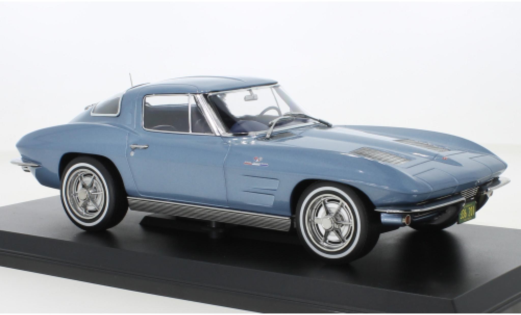 Chevrolet Corvette 1/18 Norev Sting Ray (C2) metallic blauw 1963 modelauto