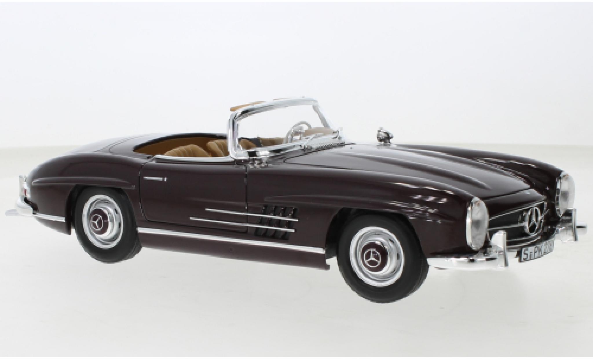 Mercedes 300 1/18 Norev SL Roadster (W198 II) rood fonc&eacute; 1957 modelauto
