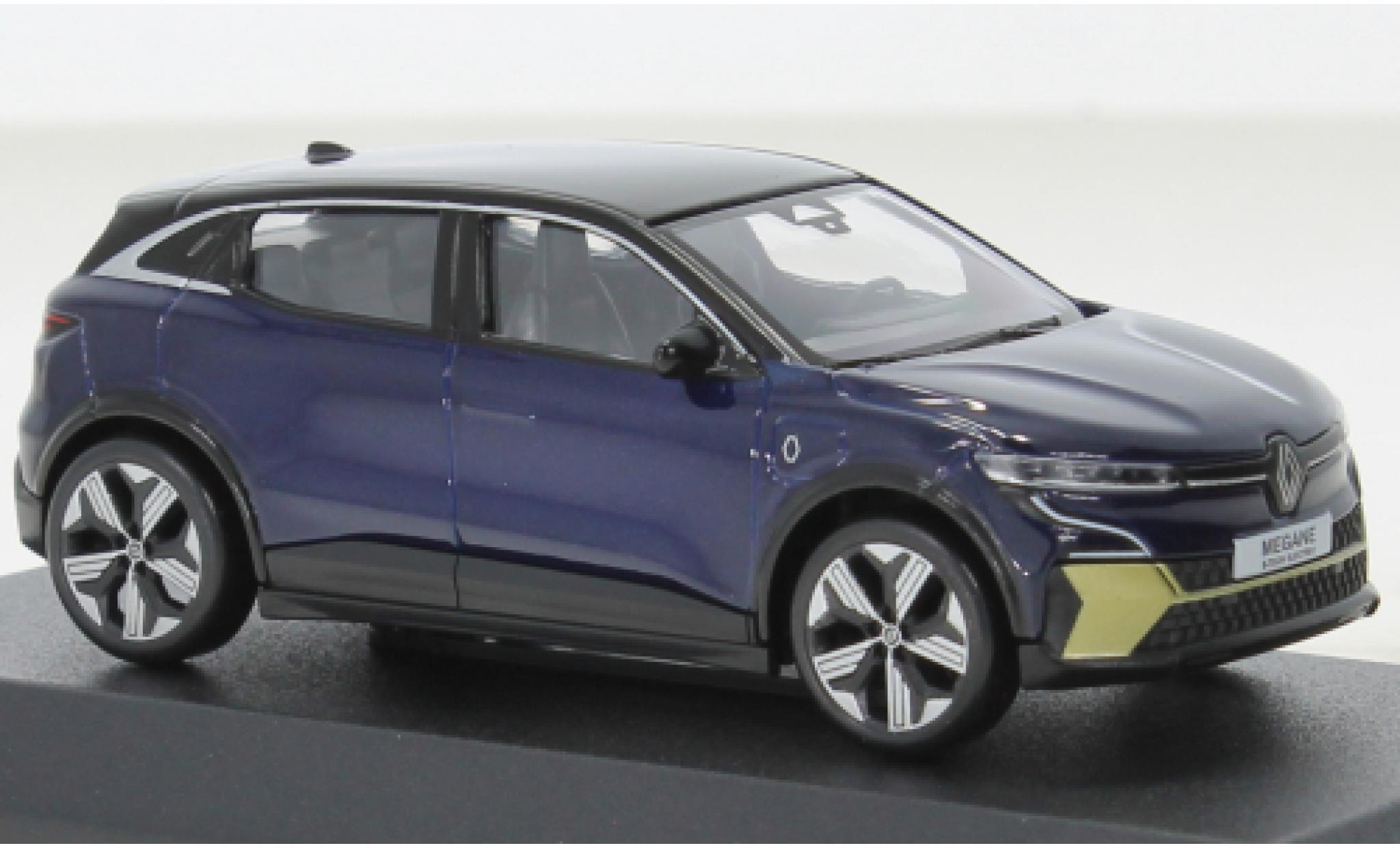 Renault Megane 1/43 Norev E-Tech metallic blauw/zwart 2022 modelauto