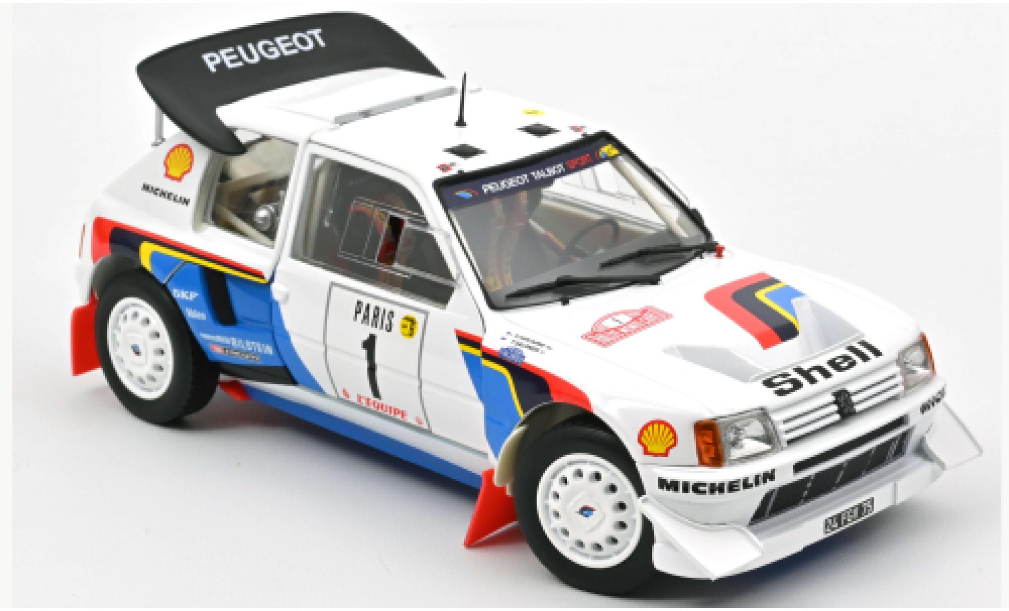 Peugeot 205 1/18 Norev T16 No.1 S Rally Monte Carlo 1986 T.Salonen/S.Harjanne modelauto