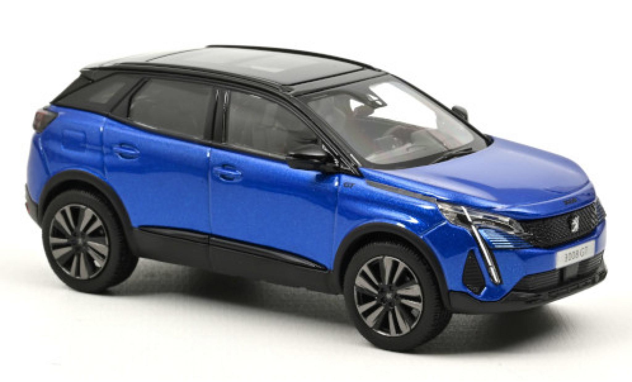 Peugeot 3008 1/43 Norev GT Black Pack metallic blauw 2021 modelauto