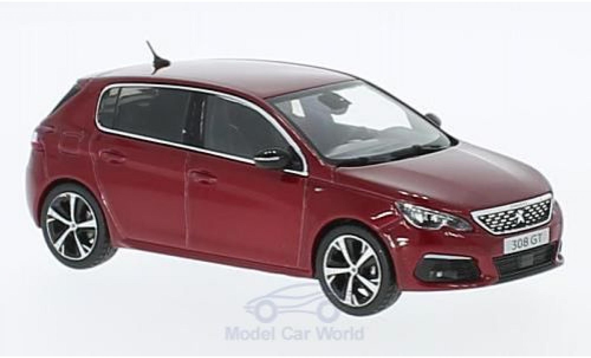 Peugeot 308 GT 1/43 Norev GT metallic rood 2017 modelauto
