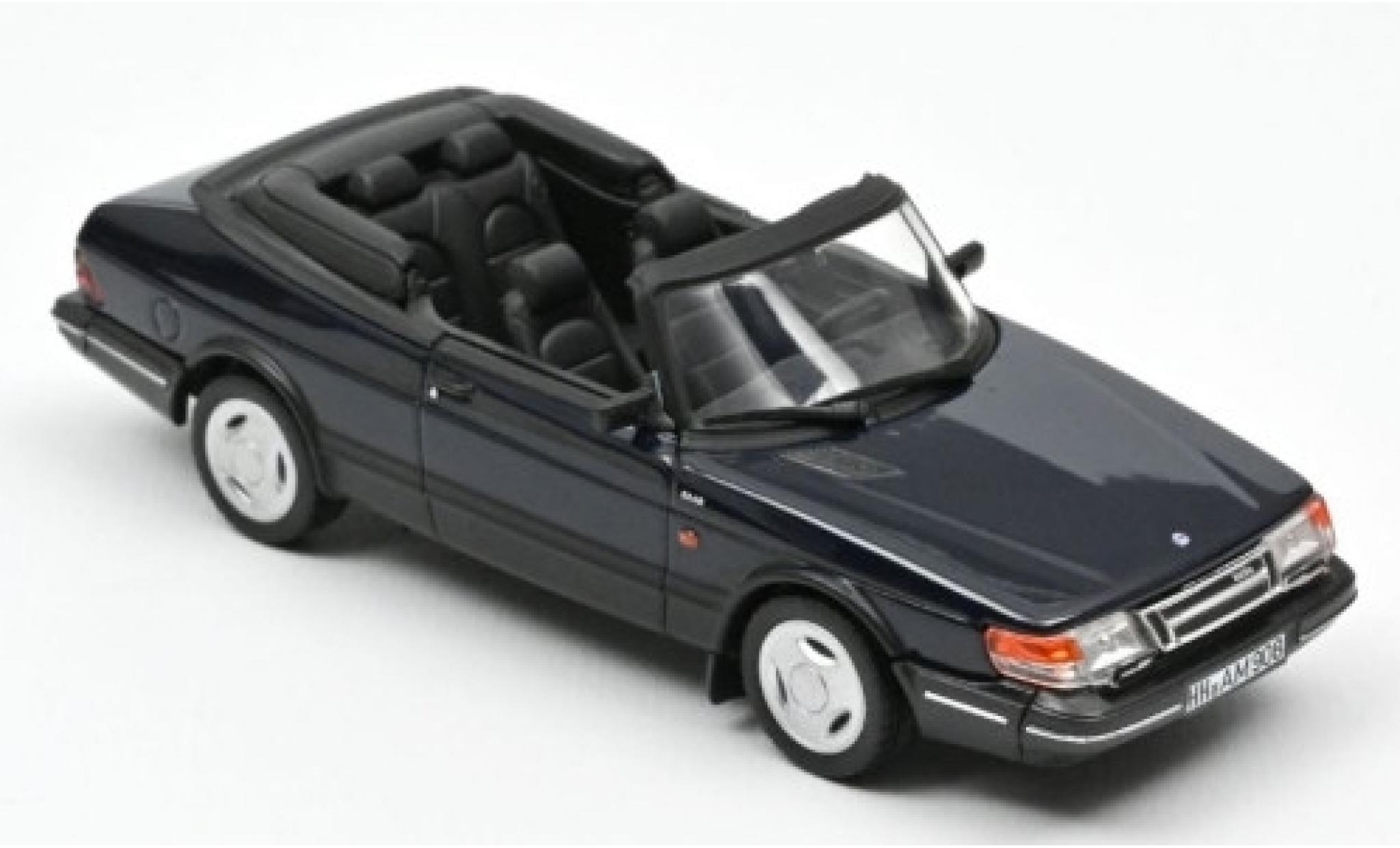 Saab 900 1/43 Norev Turbo 16 Cabriolet metallic blauw 1992 modelauto