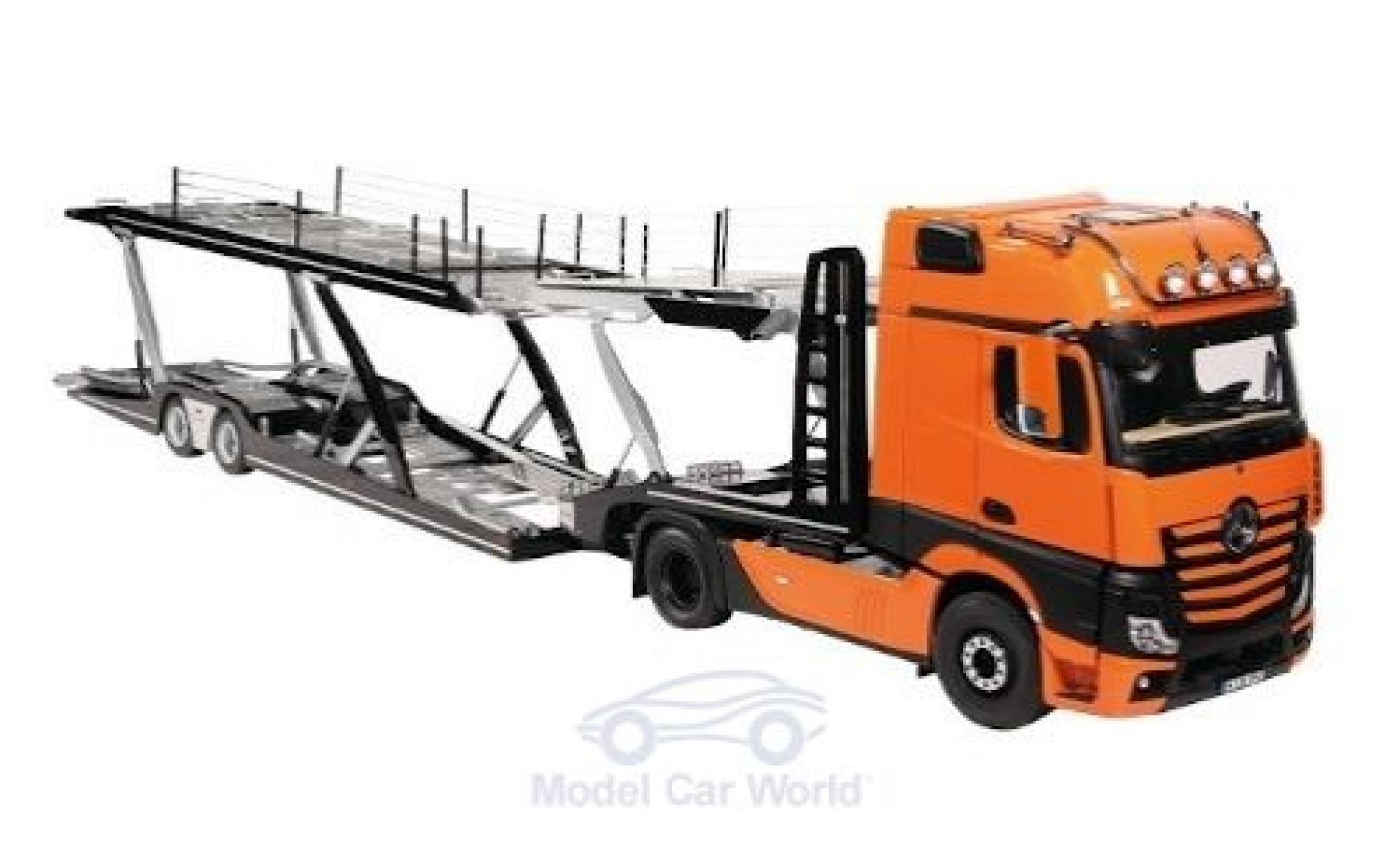 Mercedes Actros 1/18 NZG GigaSpace 4X2 FH25 oranje/zwart Autotransporter modelauto