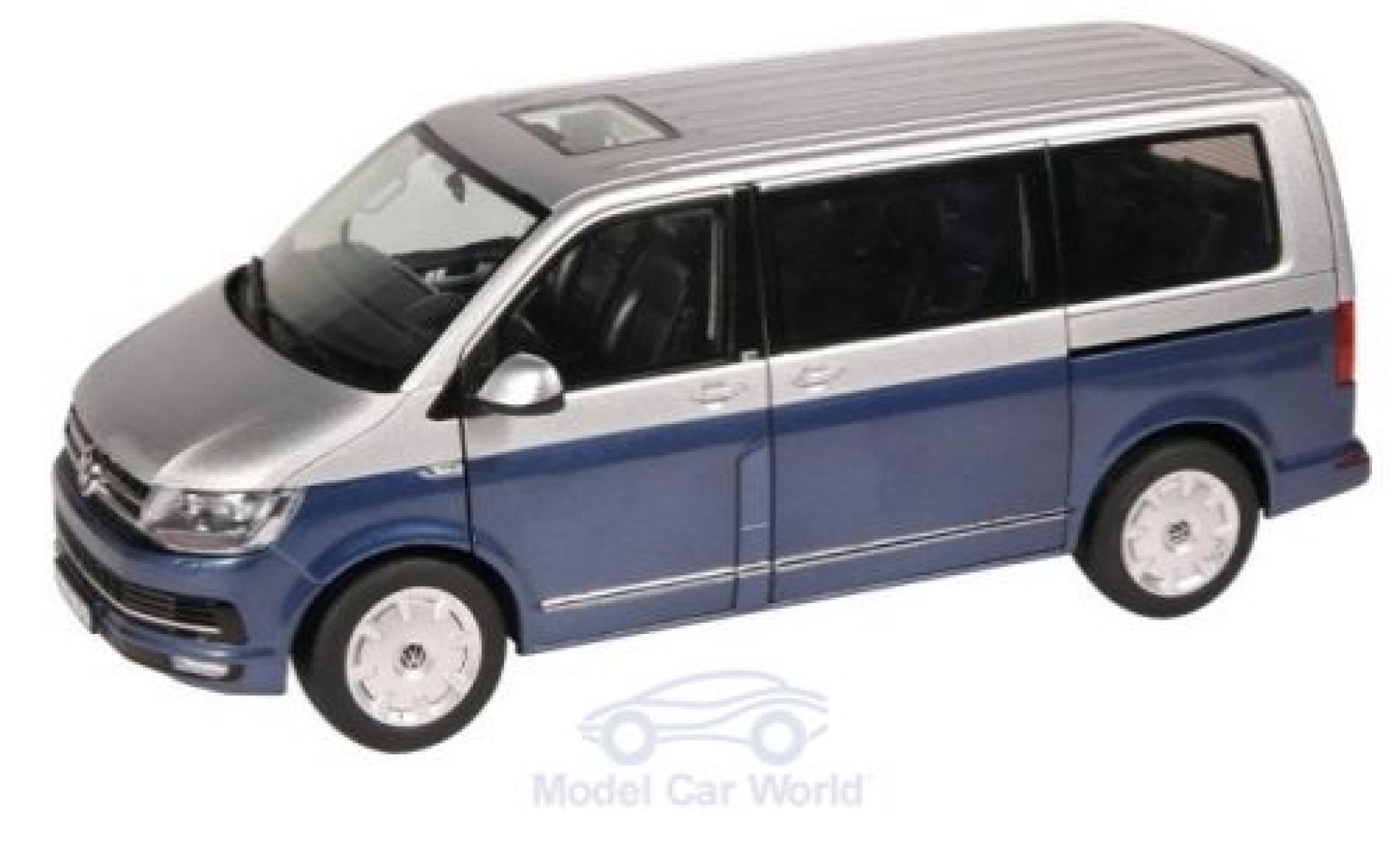 Volkswagen T6 1/18 NZG Multivan metallic blauw/grijs 2015 Generation Six modelauto