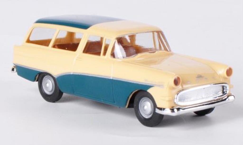 Opel Rekord 1/87 Brekina P1 Caravan beige/blauw-grun modelauto