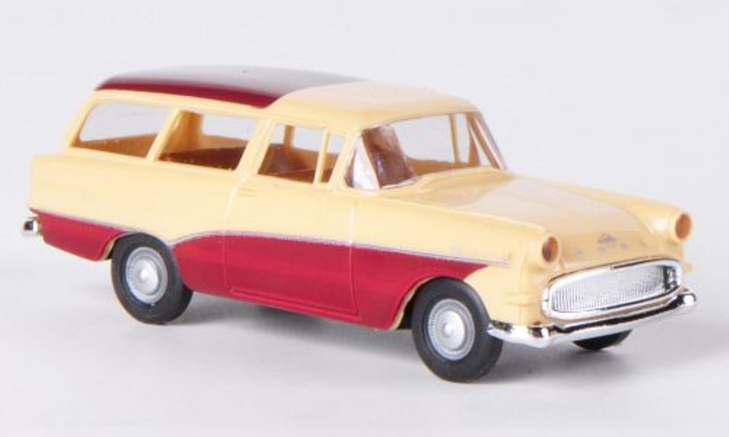 Opel Rekord 1/87 Brekina P1 Caravan beige/rood modelauto