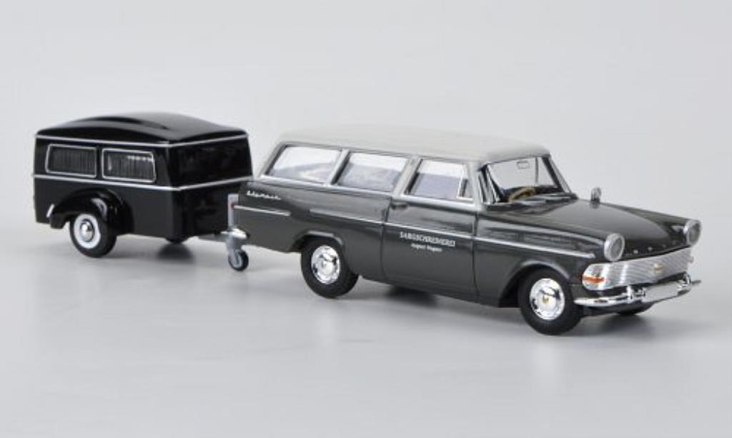 Opel Rekord 1/87 Brekina PII Caravan mit Westfalia-Bestattungsanhanger modelauto