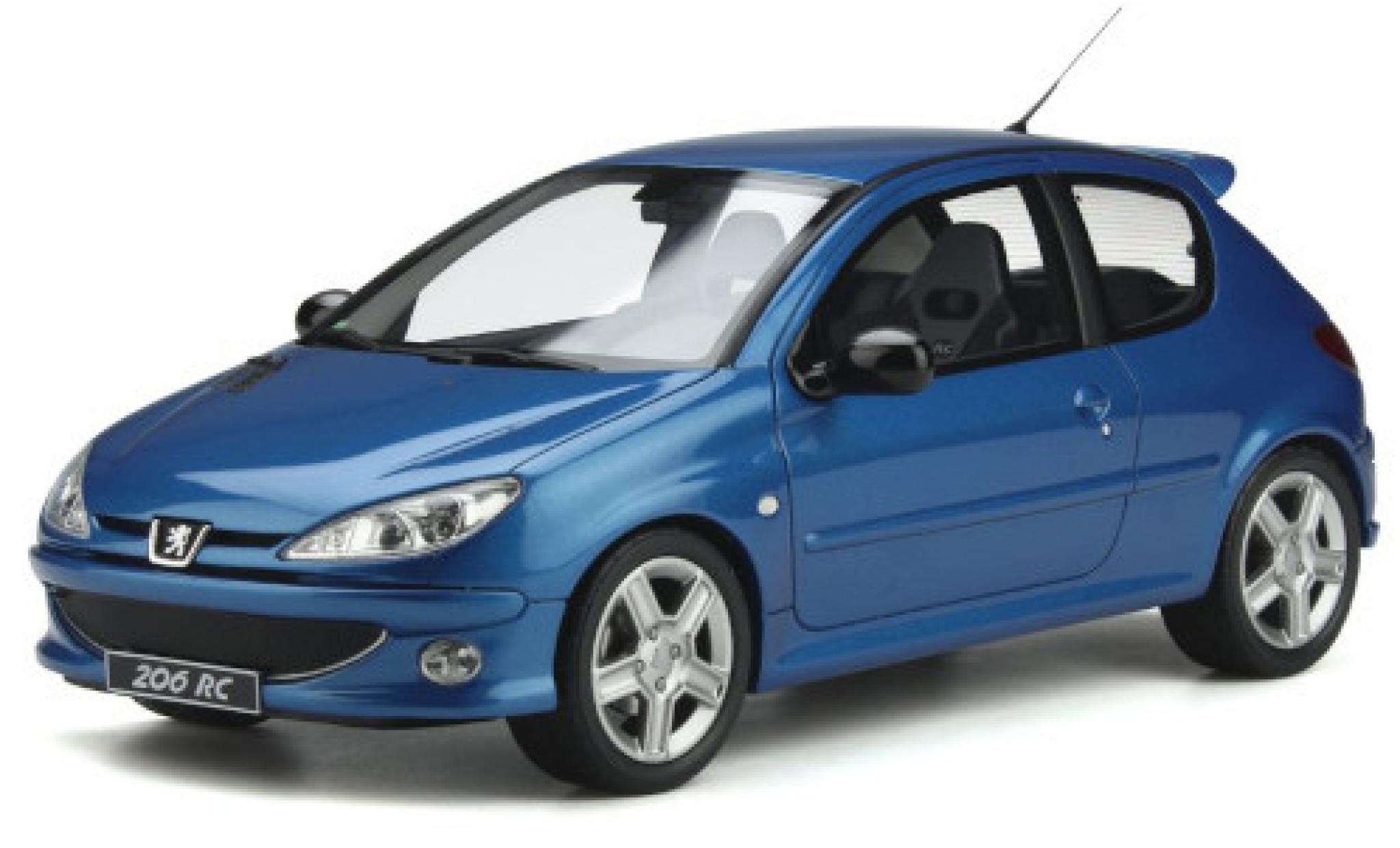 Peugeot 206 1/18 Ottomobile RC metallic blauw 2003 modelauto