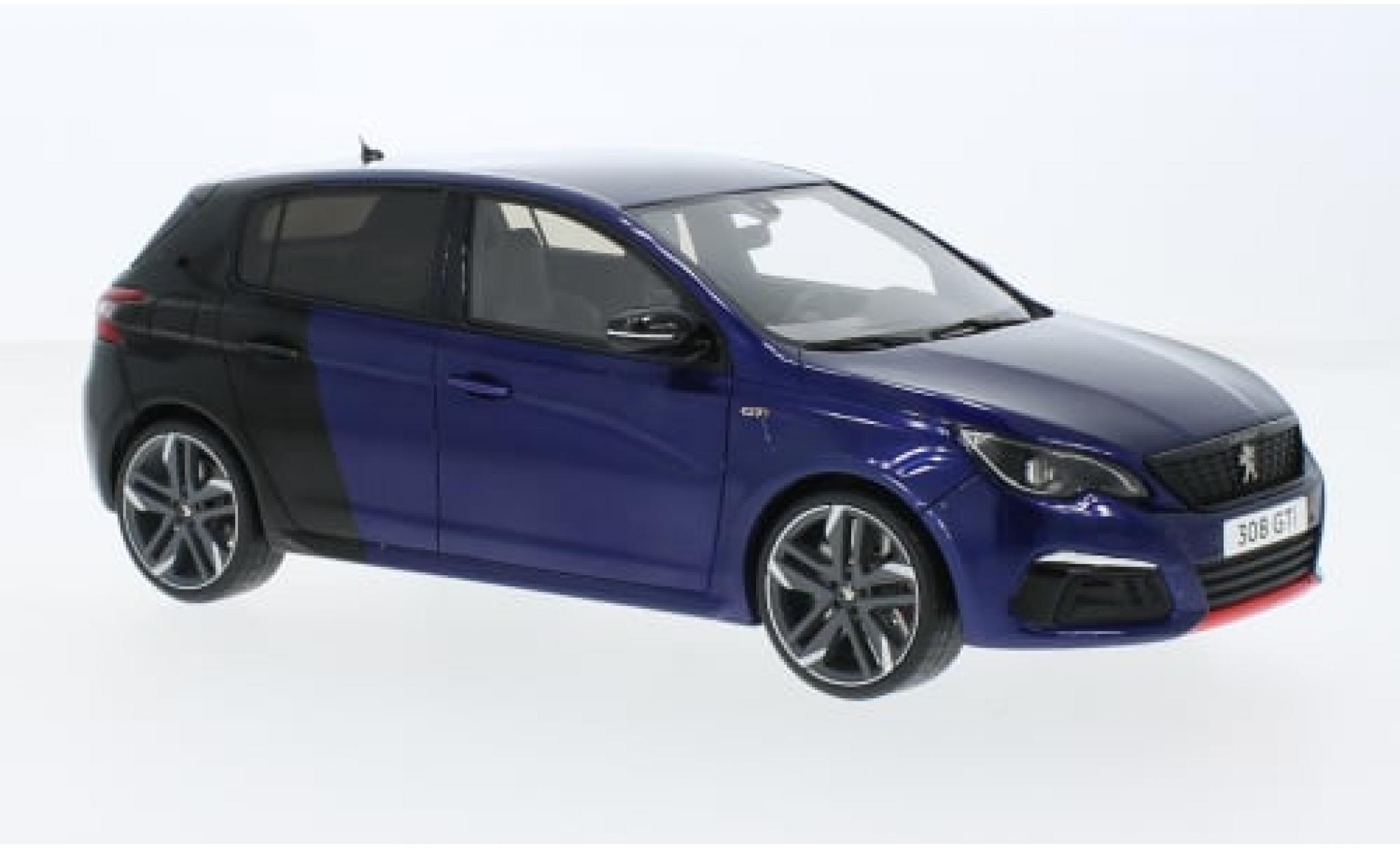 Peugeot 308 1/18 Ottomobile GTI metallic blauw/zwart 2018 1:18 modelauto