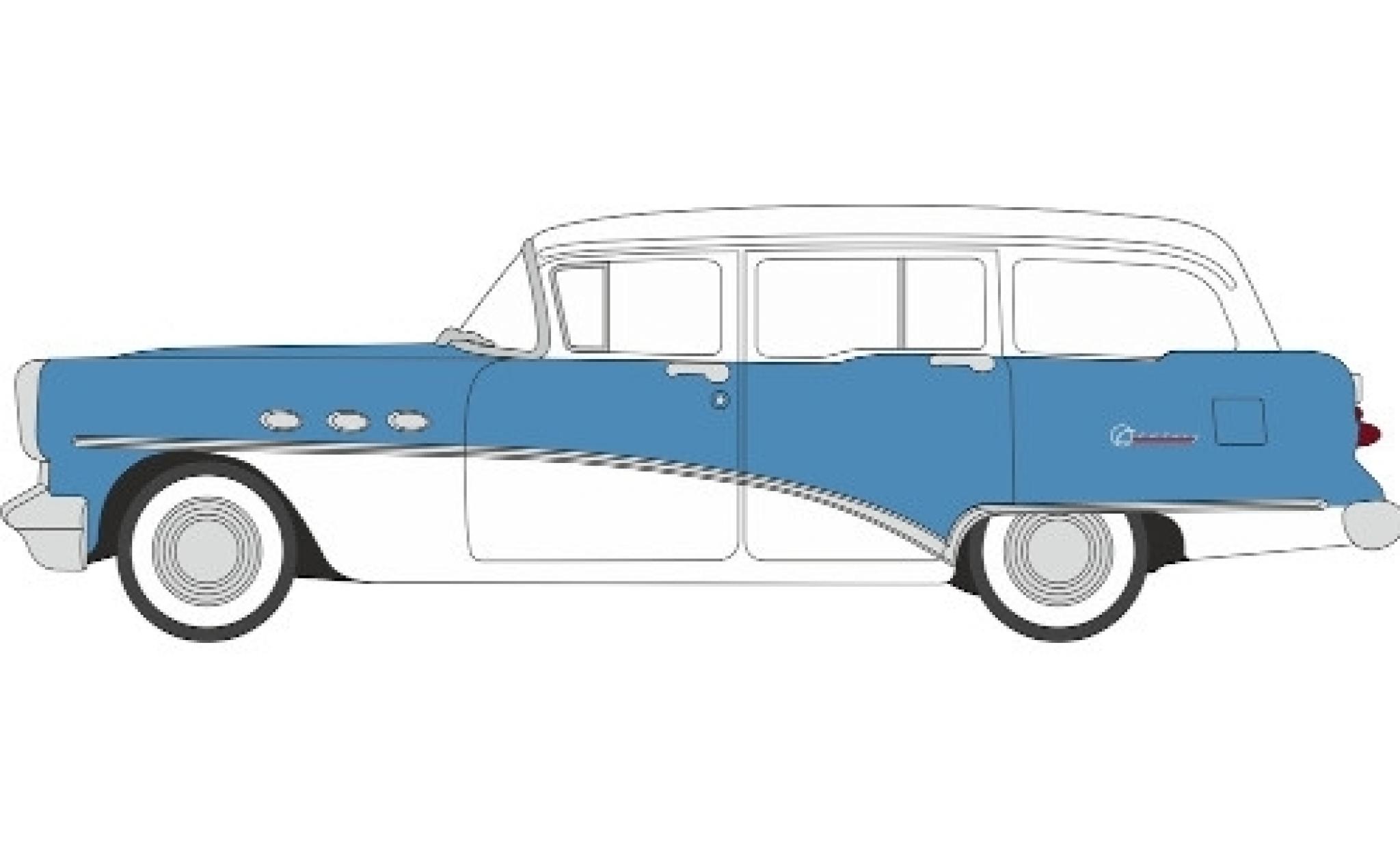 Buick Century 1/87 Oxford Station Wagon blauw/wit 1954 modelauto