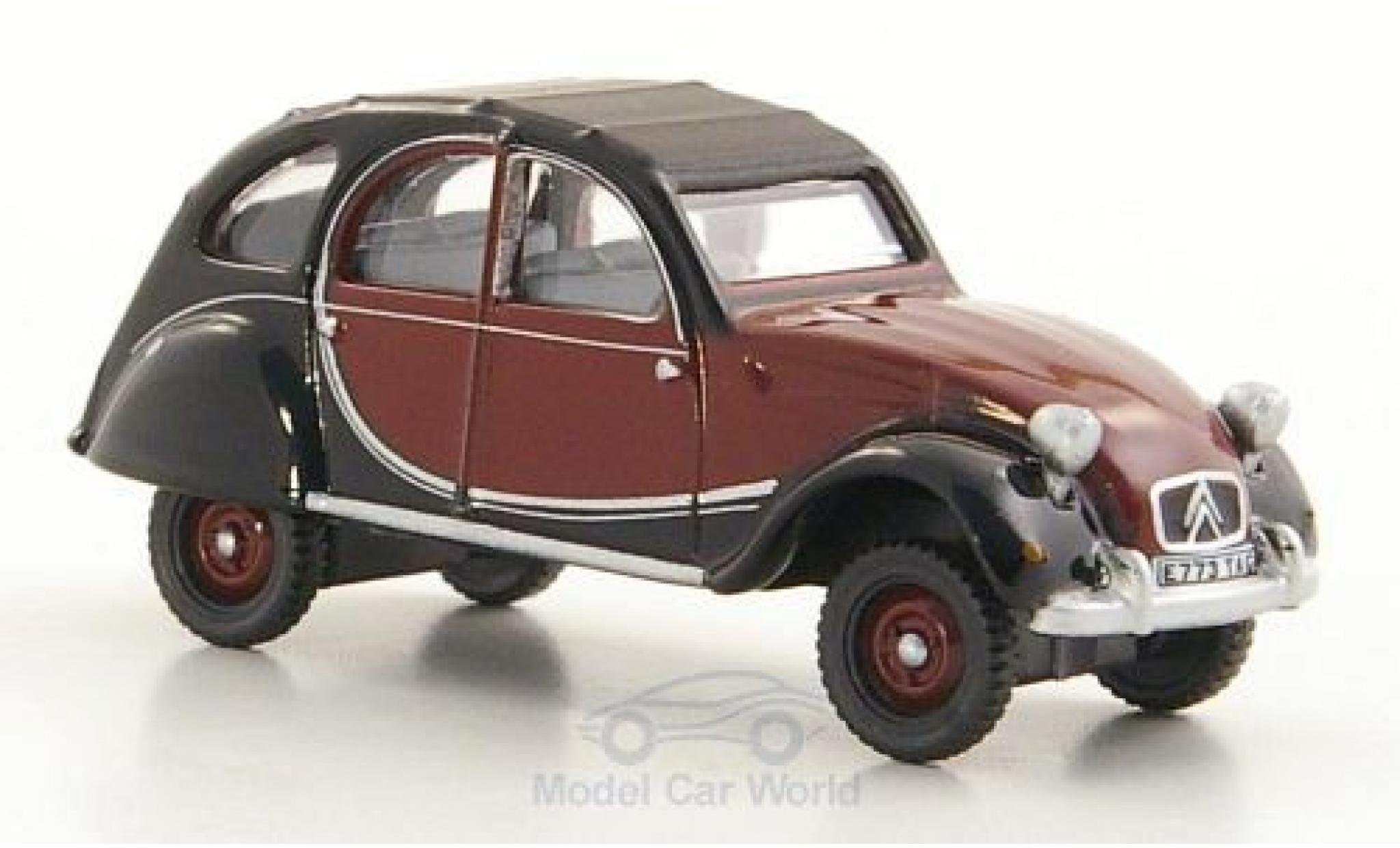 Citroen 2CV 1/76 Oxford Charleston rood/zwart RHD 1963 modelauto