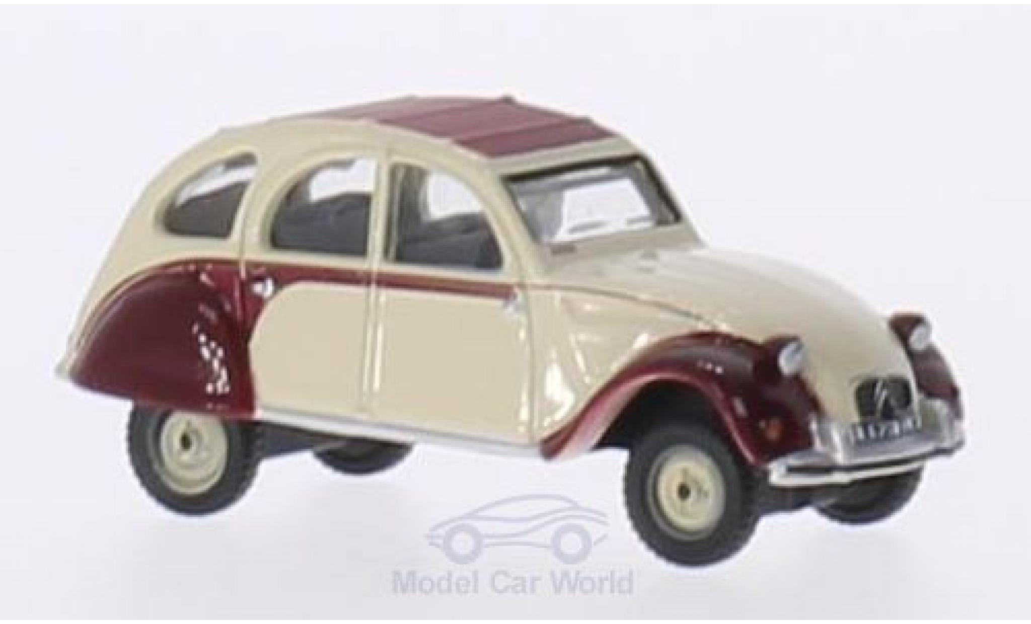 Citroen 2CV 1/76 Oxford Dolly rood/beige RHD modelauto