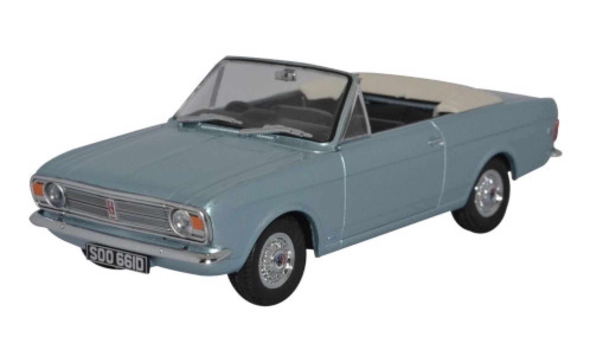Ford Cortina 1/43 Oxford MkII Crayford Cabriolet metallic blauw RHD Verdeck ougroen modelauto