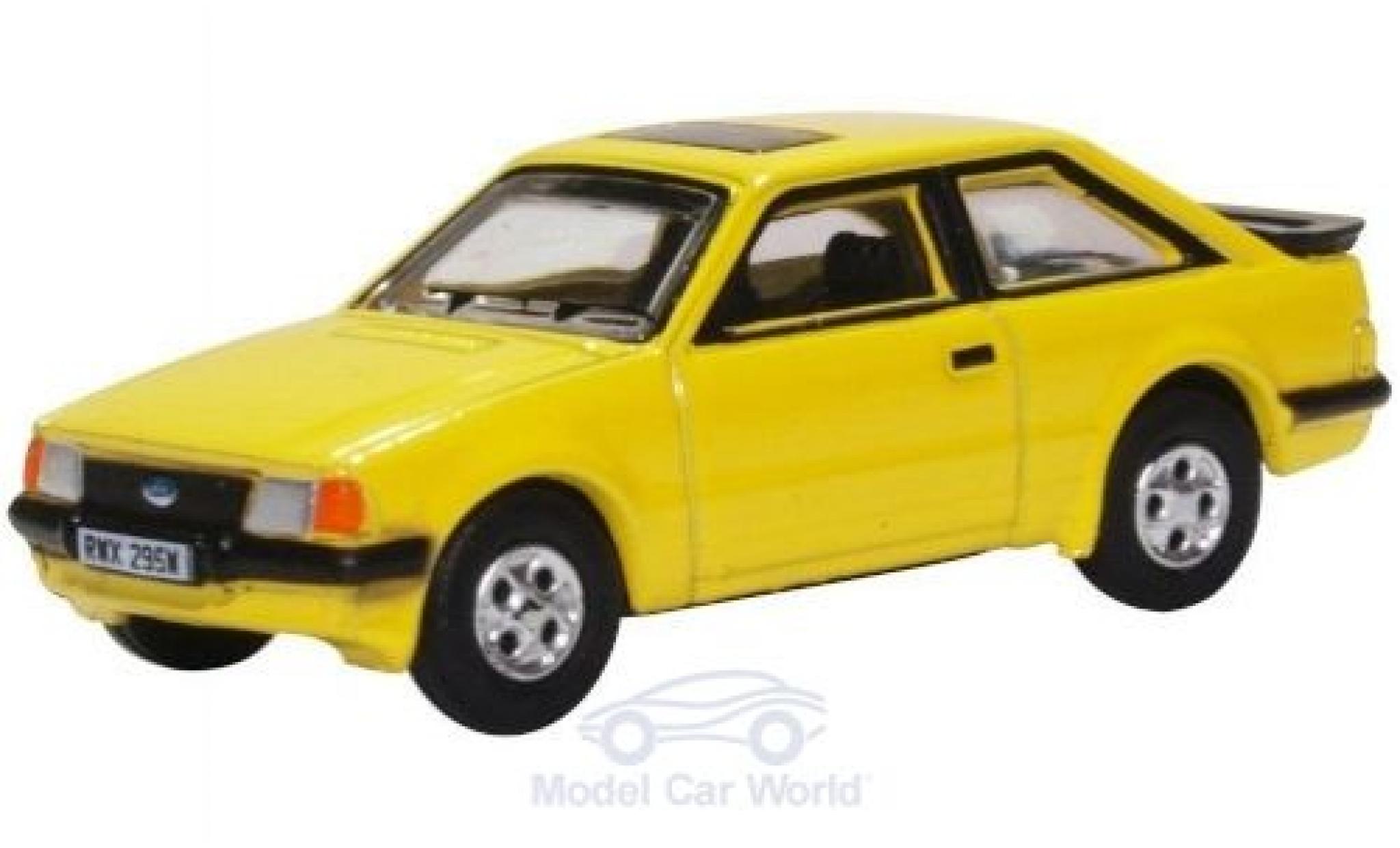 Ford Escort 1/76 Oxford MK III XR3i geel 1981 modelauto