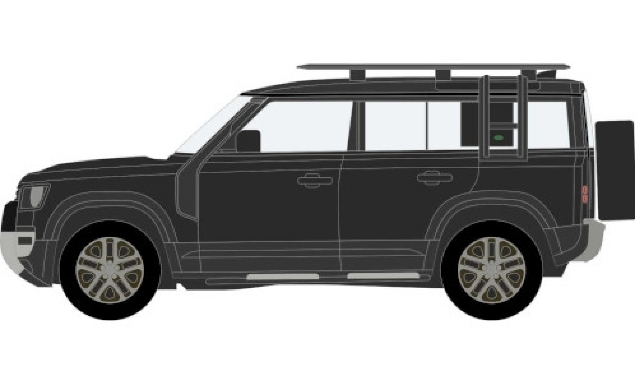 Land Rover Defender 1/76 Oxford 110 Explorer zwart RHD modelauto