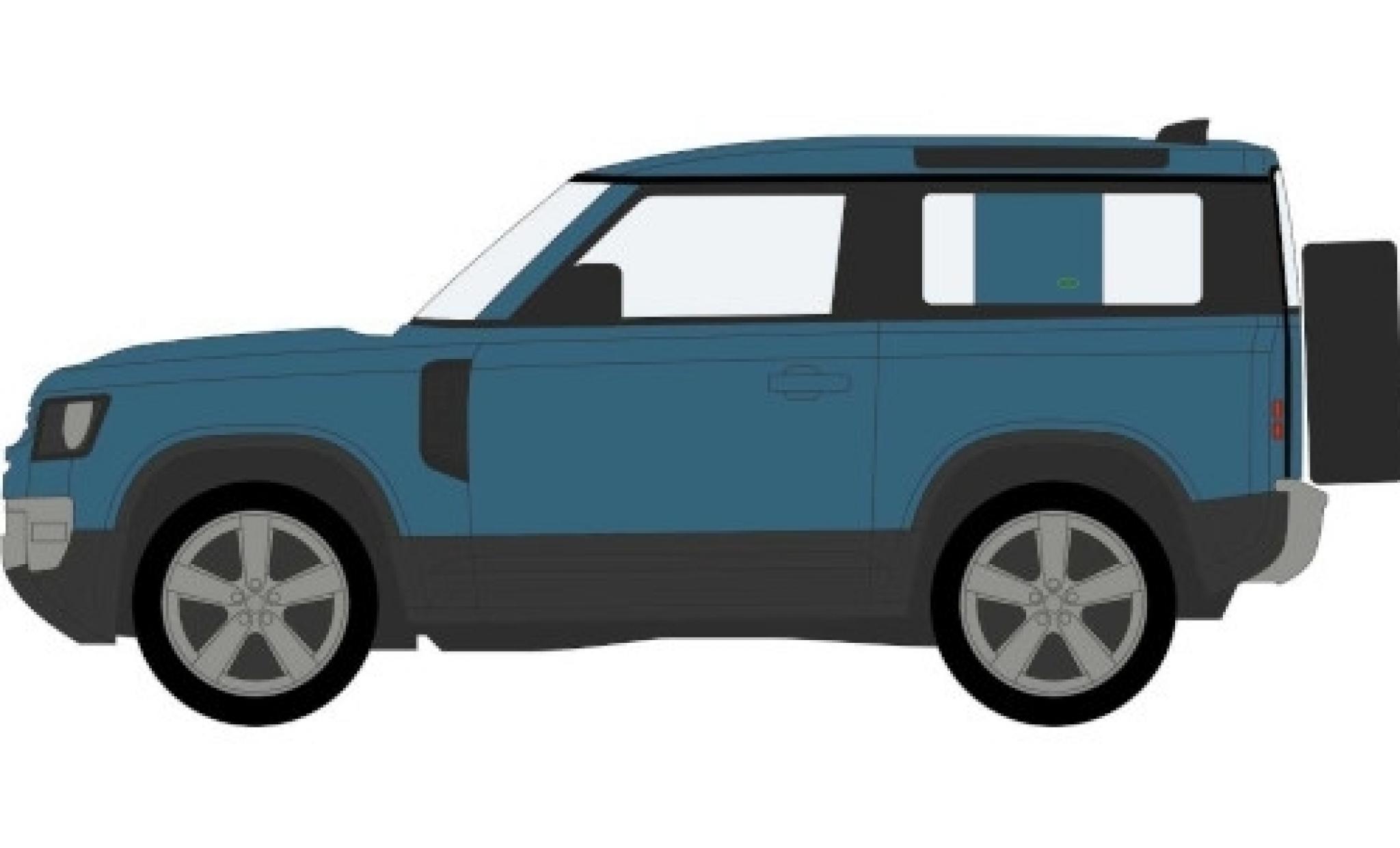 Land Rover Defender 1/76 Oxford 90 blauw RHD modelauto
