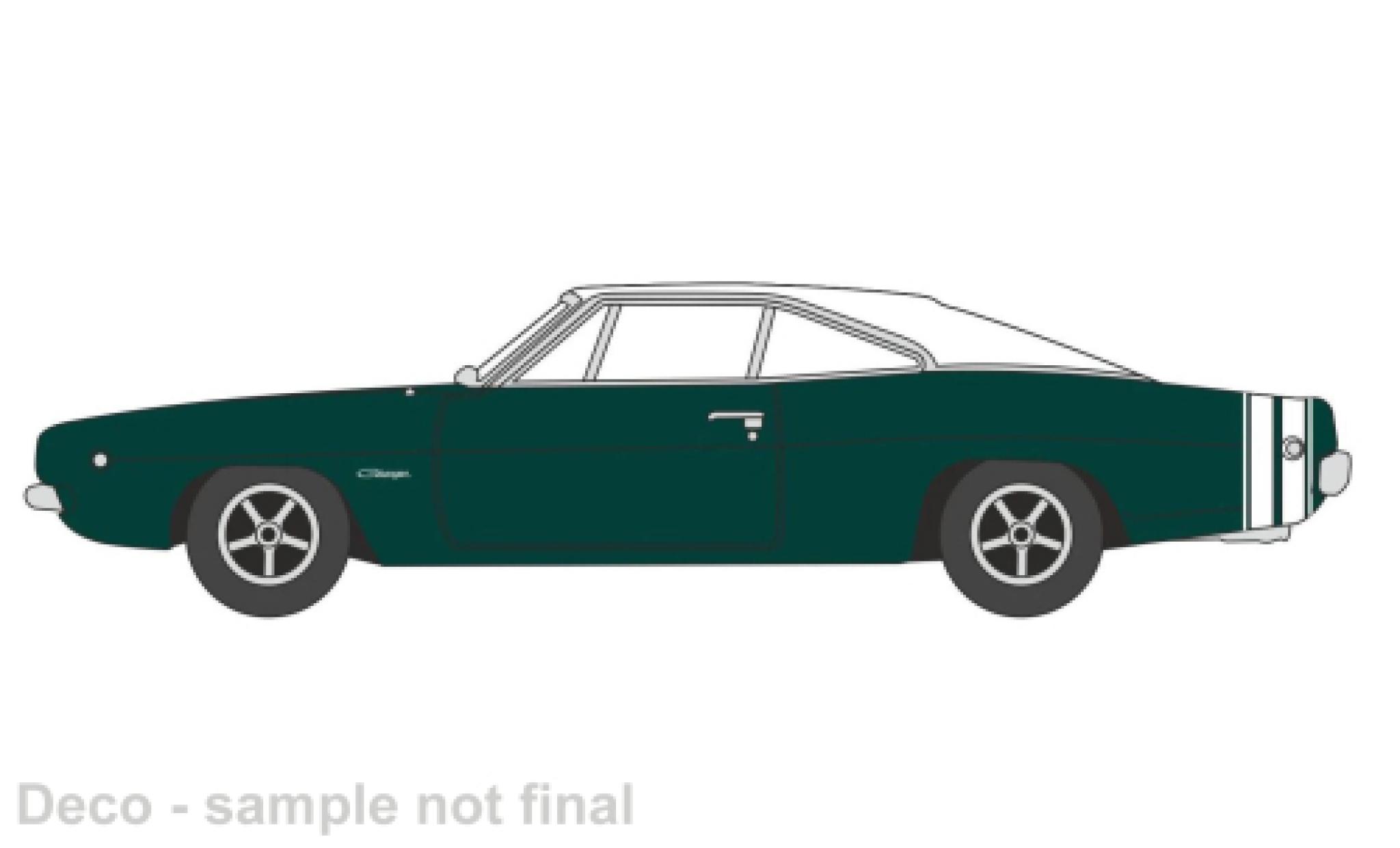 Dodge Charger 1/87 Oxford groen fonc&eacute;/wit 1968 modelauto