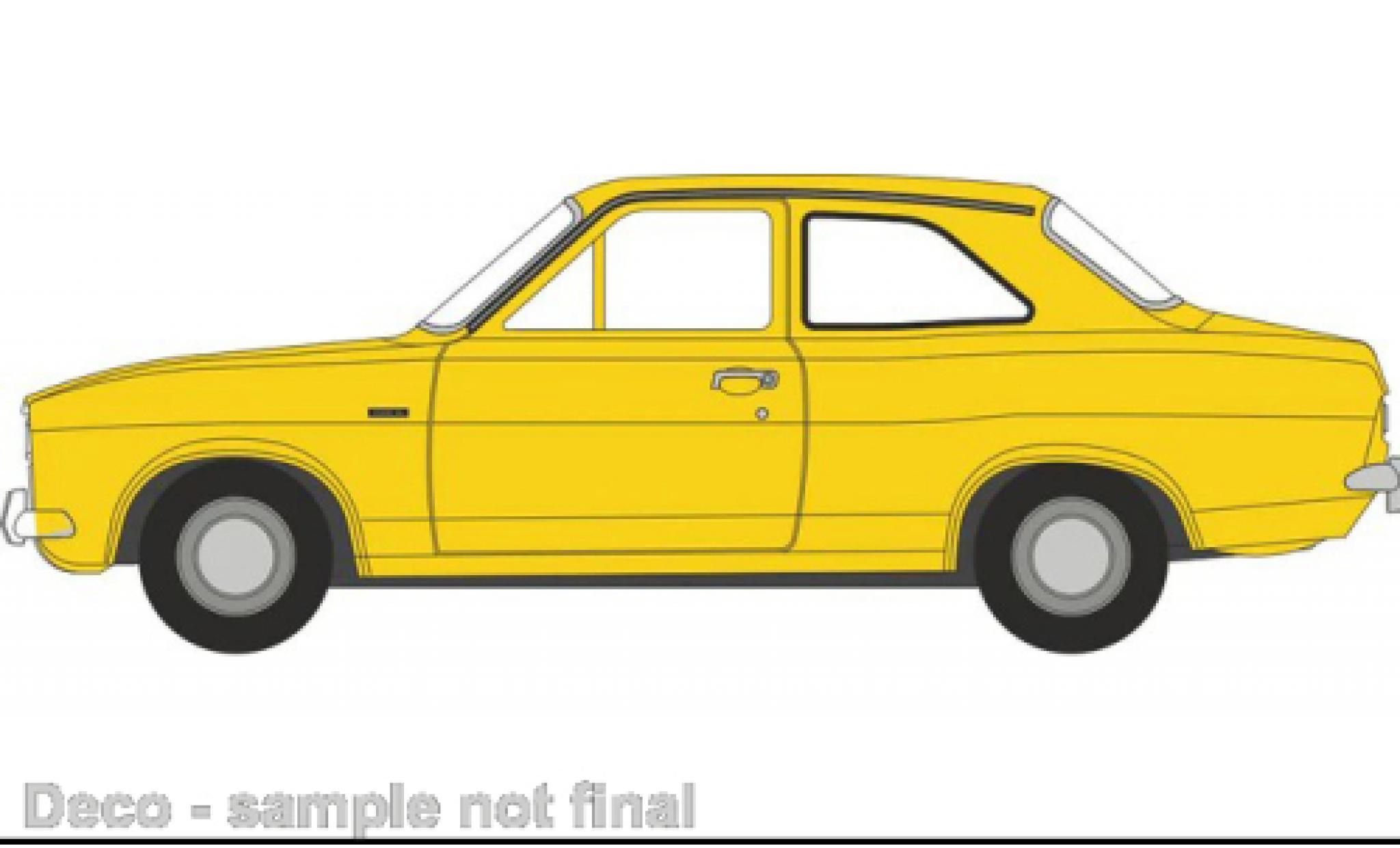Ford Escort 1/76 Oxford MK I geel modelauto