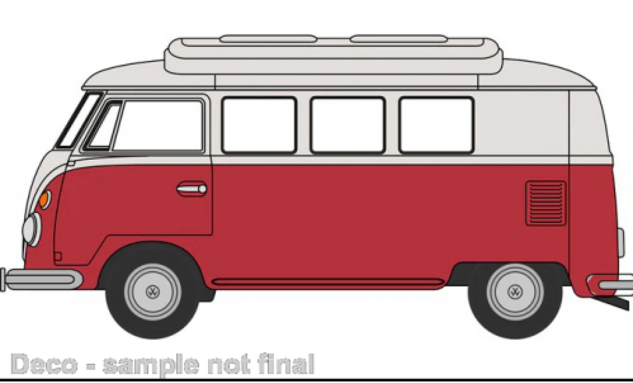 Volkswagen T1 1/76 Oxford Camper rood/beige modelauto