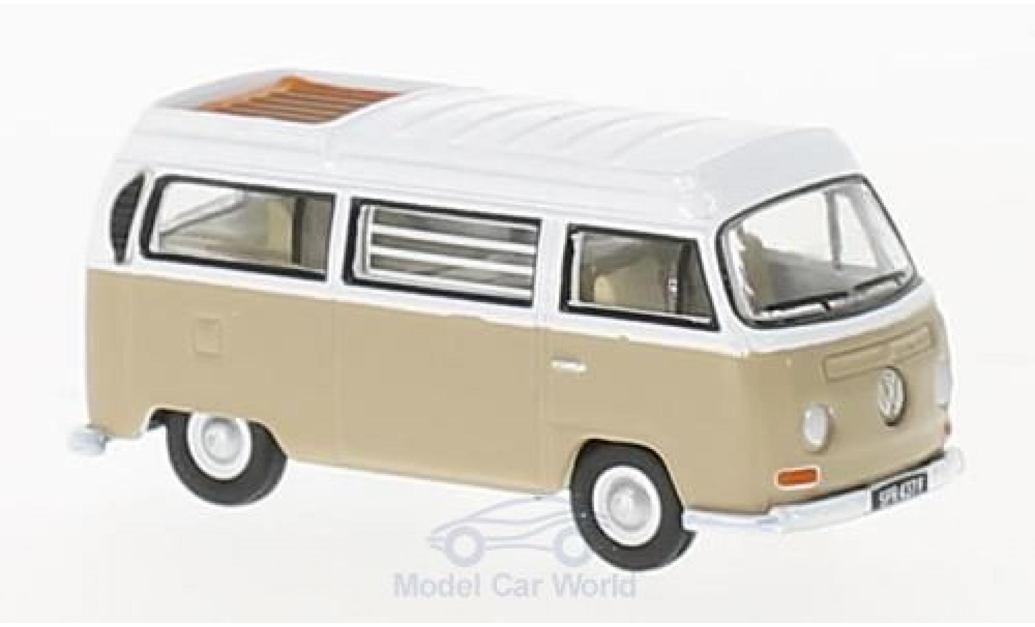 Volkswagen T2 B 1/76 Oxford Bay Window Camper beige/wit modelauto