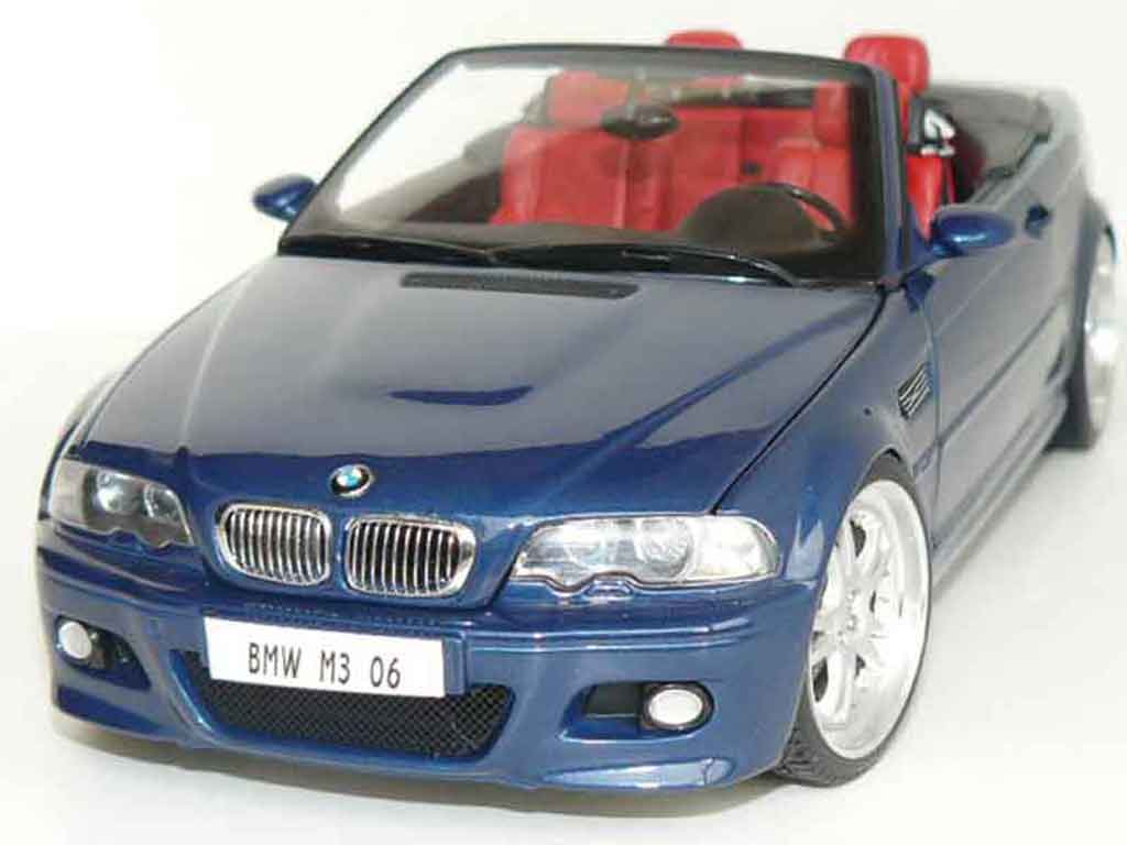 Bmw M3 E46 cabriolet 1/18 Kyosho E46 cabriolet blauw jantes 19 pouces modelauto