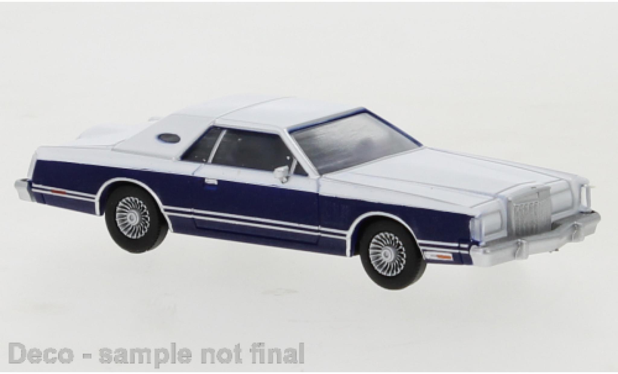 Lincoln Continental 1/87 PCX87 Mark V wit/metallic blauw 1977 modelauto