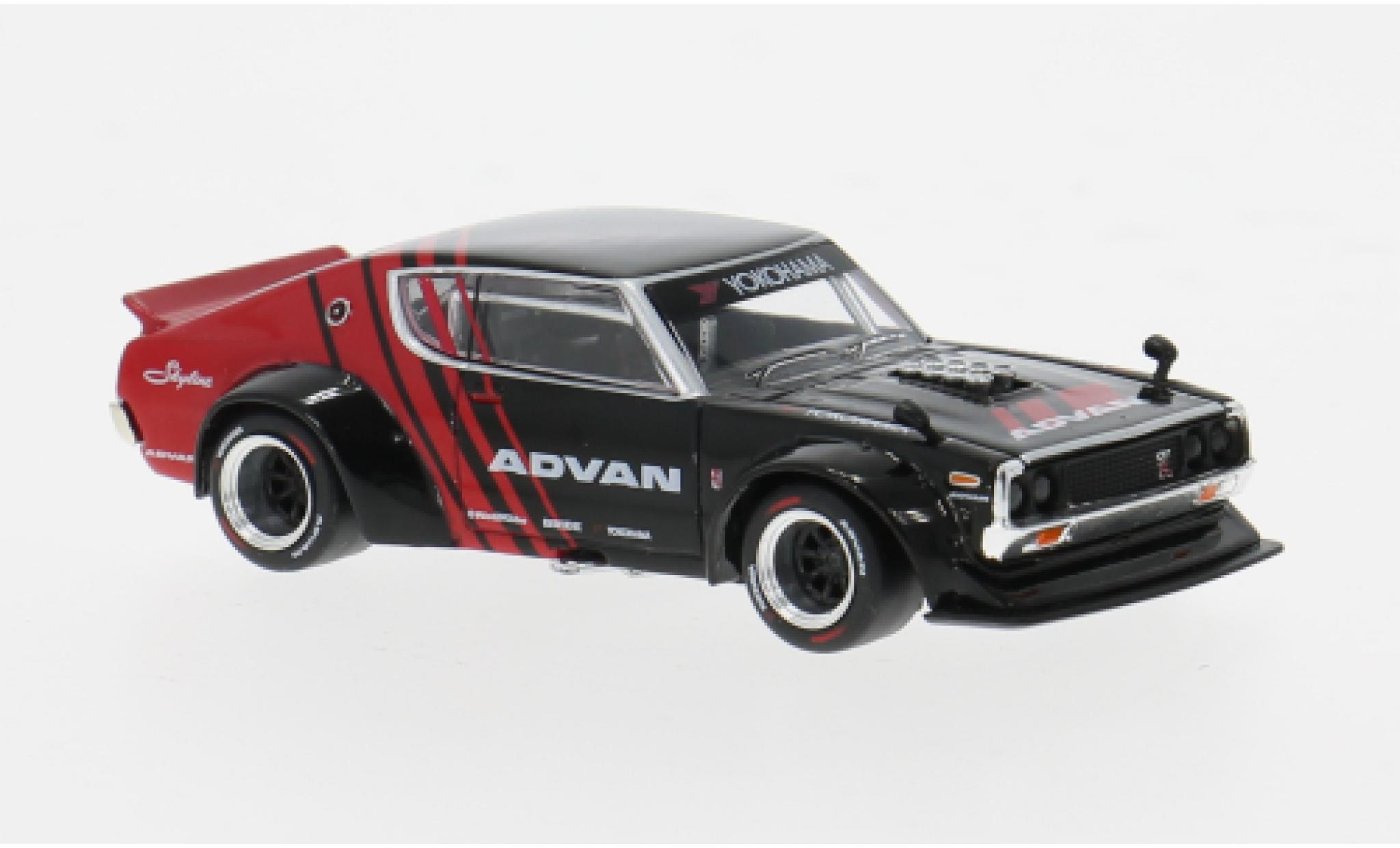 Nissan Skyline 1/64 Pop Race GT-R zwart/rood 1:64 modelauto