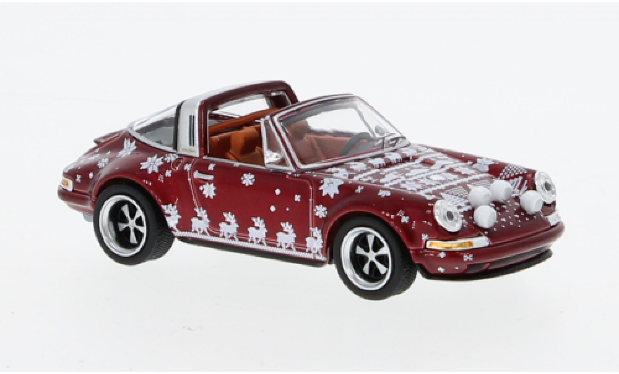 Porsche 911 1/64 Pop Race Targa metallic rood fonc&eacute; Christmas Edition 2023 modelauto