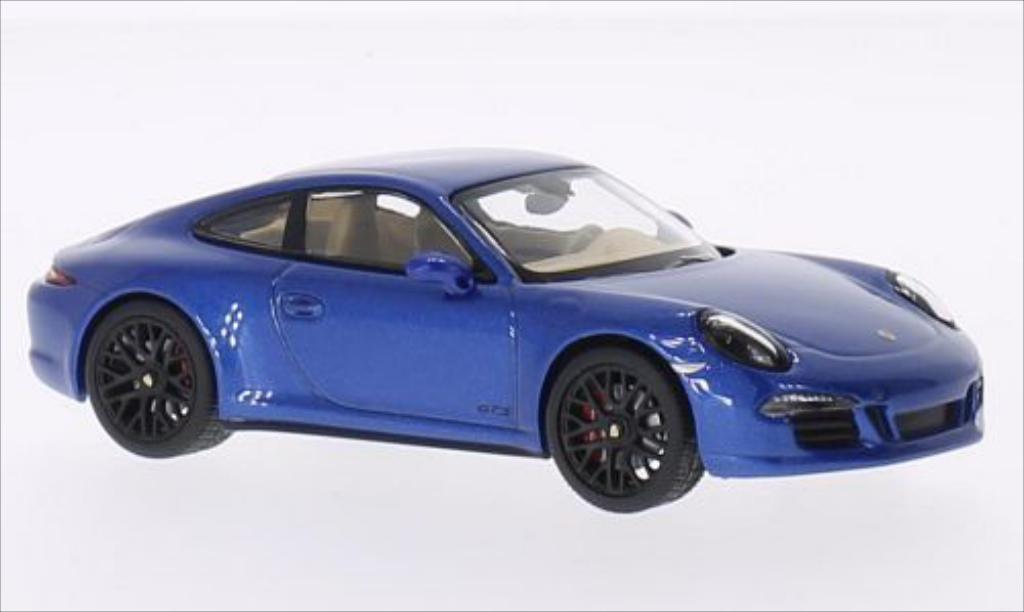 Porsche 991 GTS 1/43 Schuco Carrera 4 GTS metallic blauw 2014 modelauto